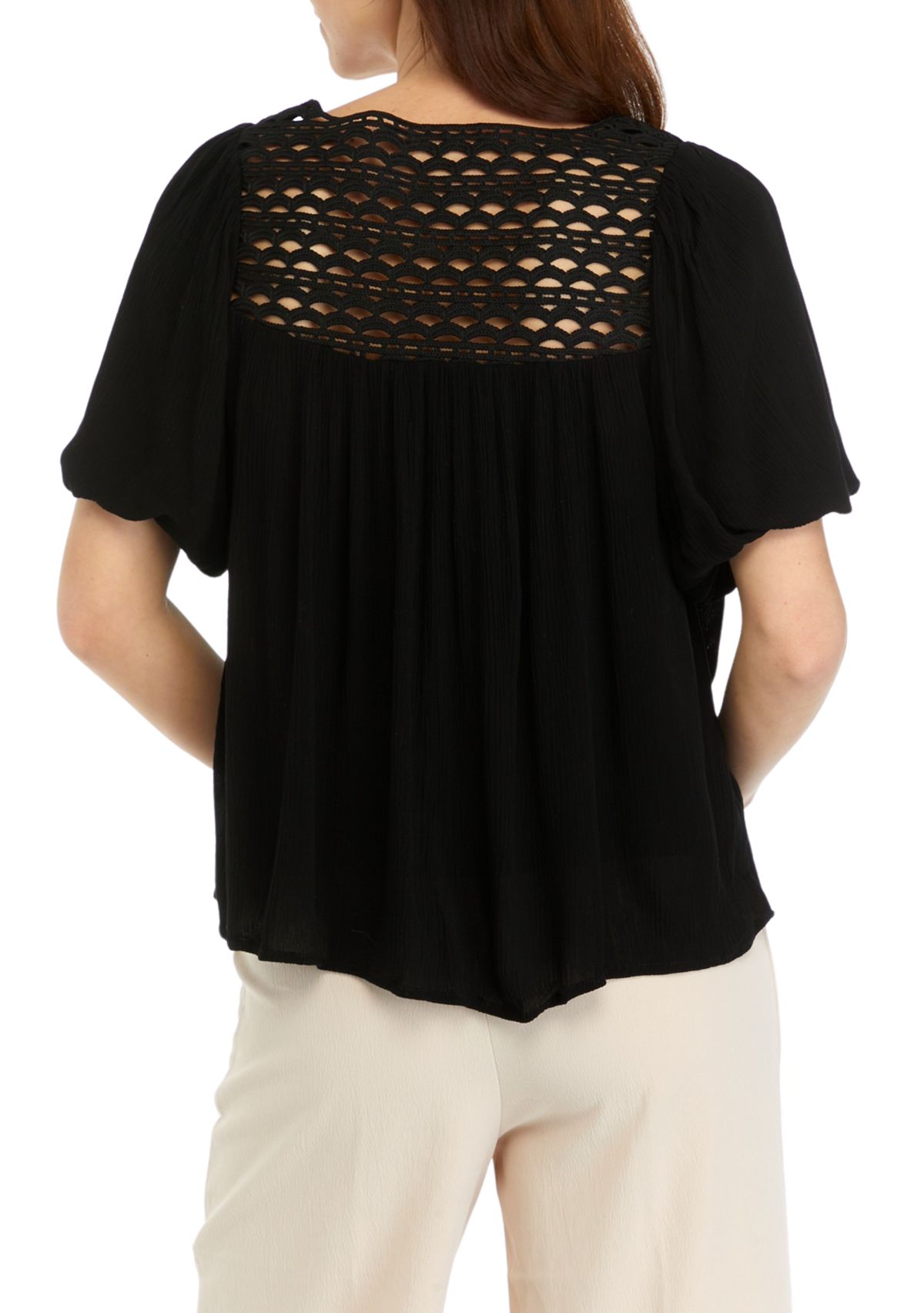 Womens Crochet Trim Top
