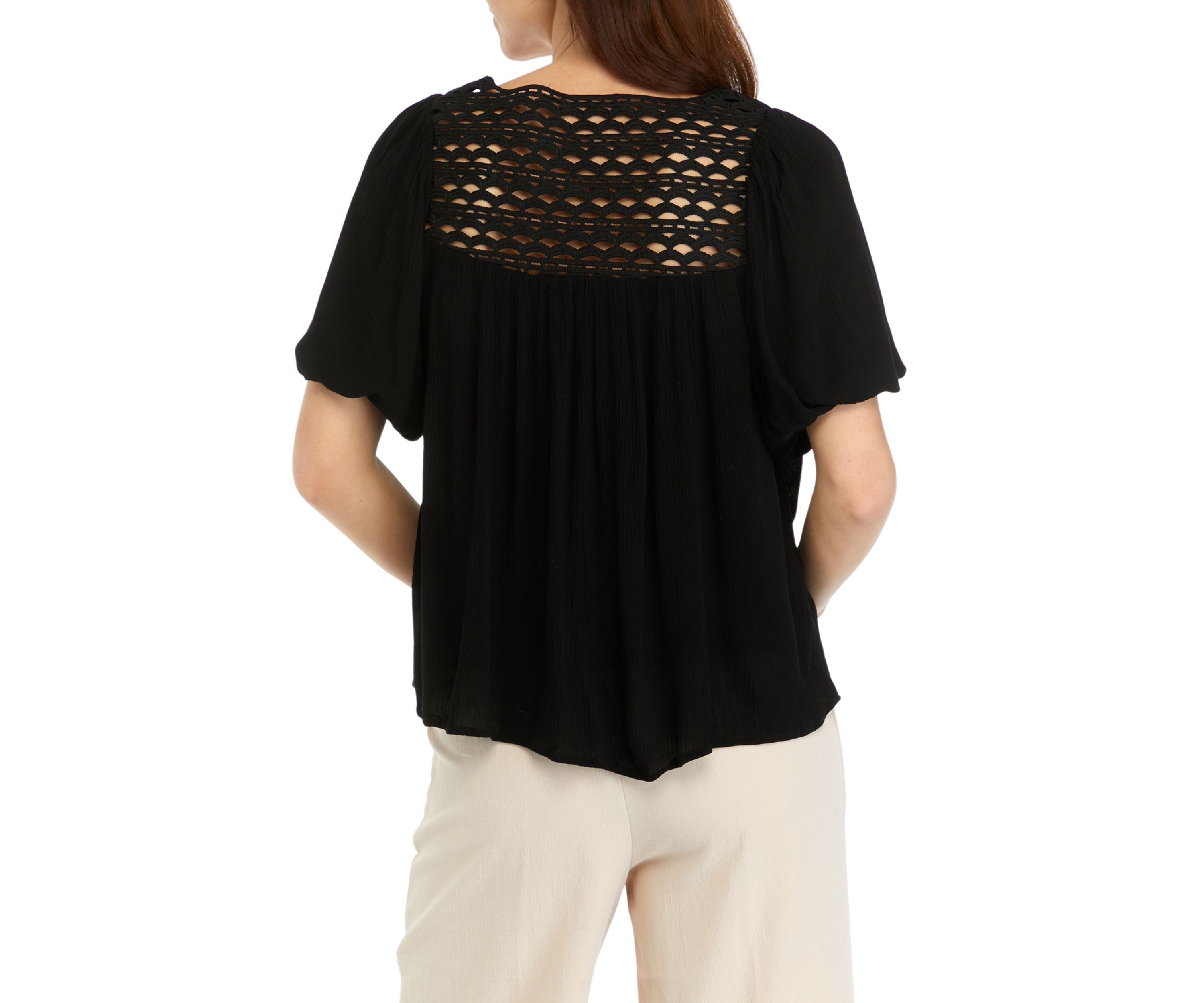 Womens Crochet Trim Top