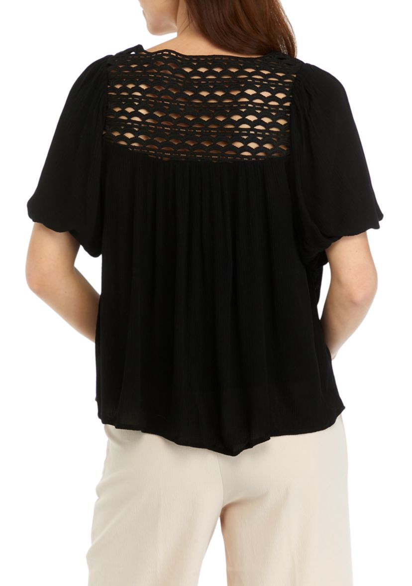 Womens Crochet Trim Top
