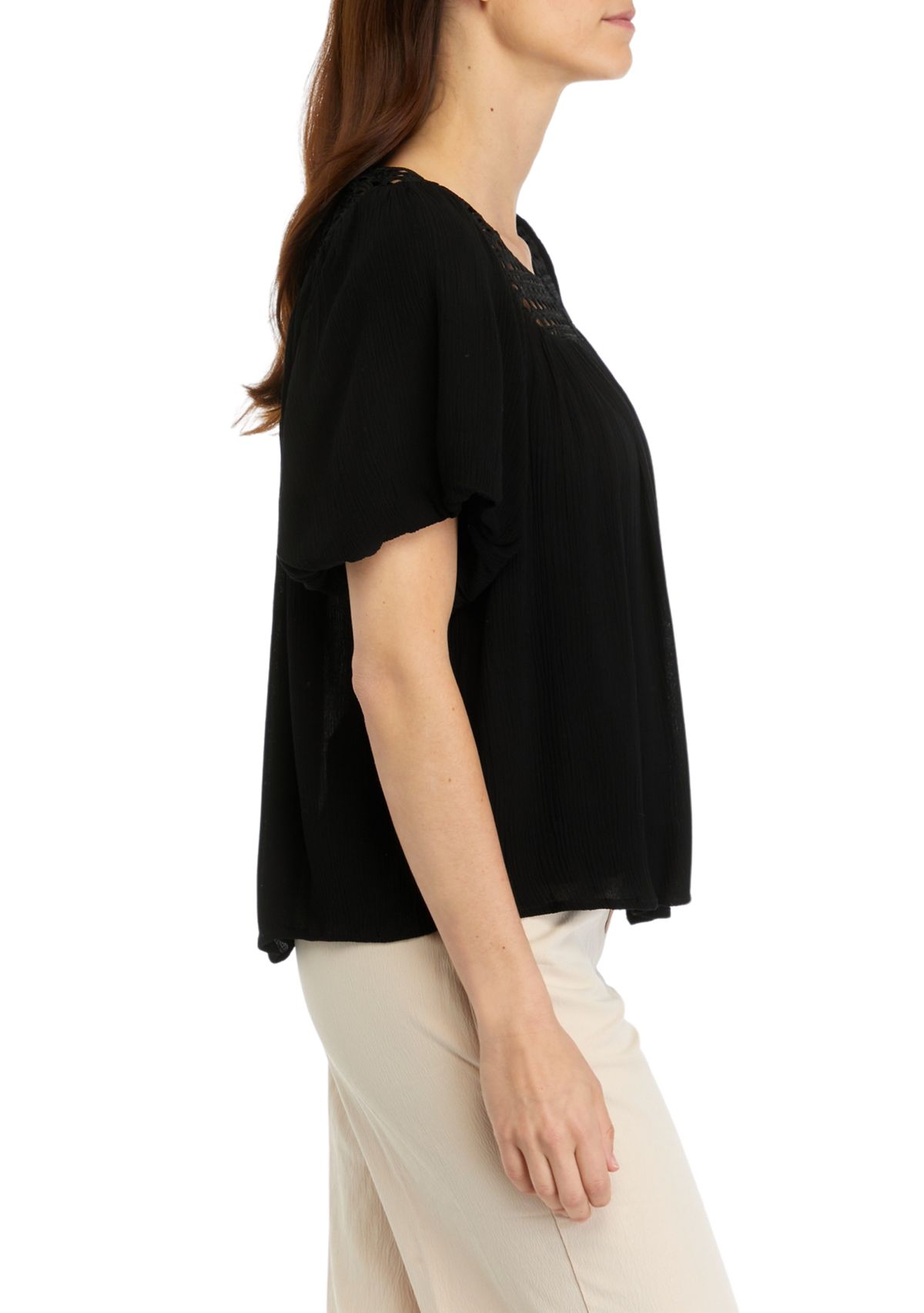 Womens Crochet Trim Top