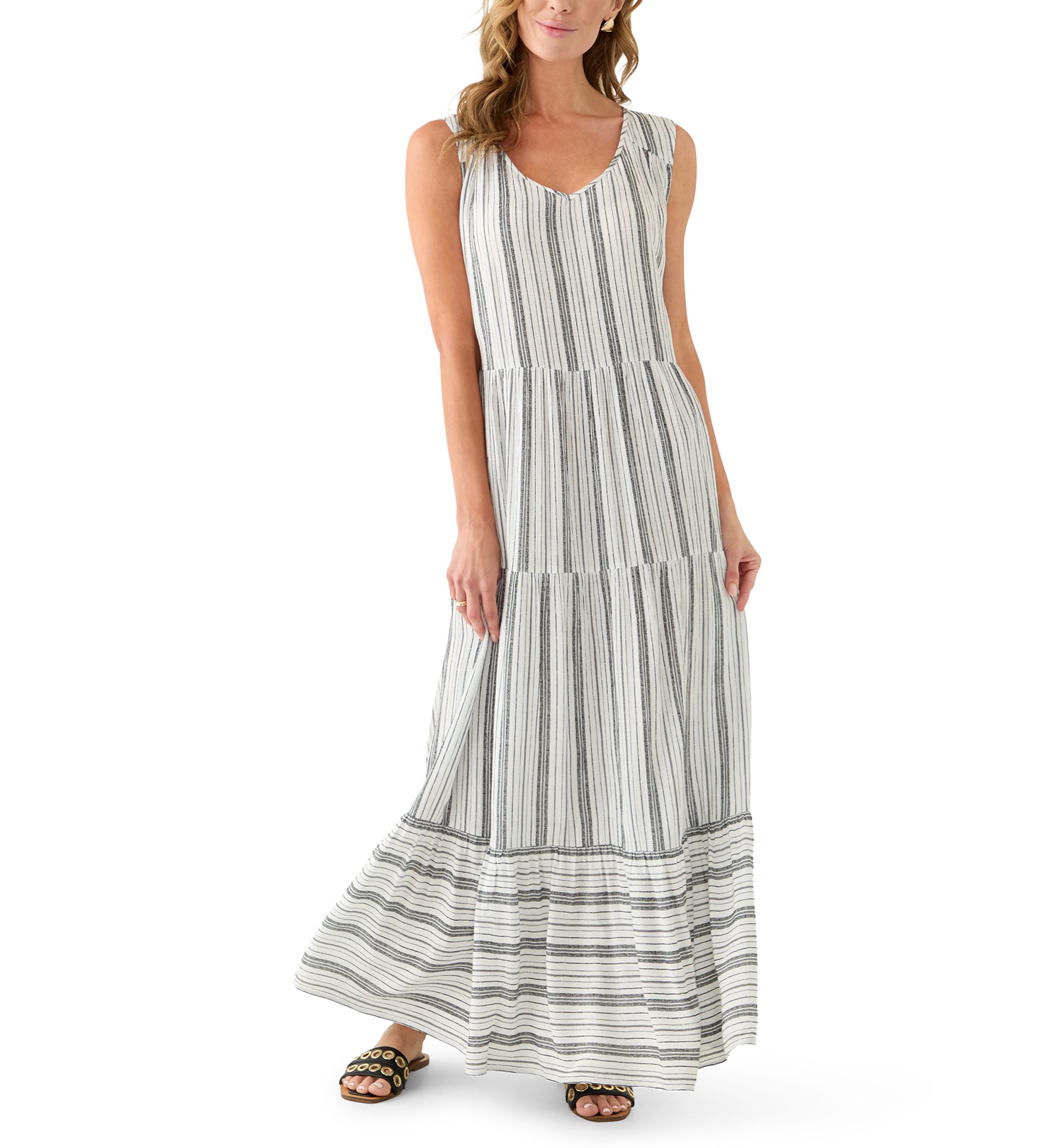 Womens Sleeveless Tiered Maxi Dress