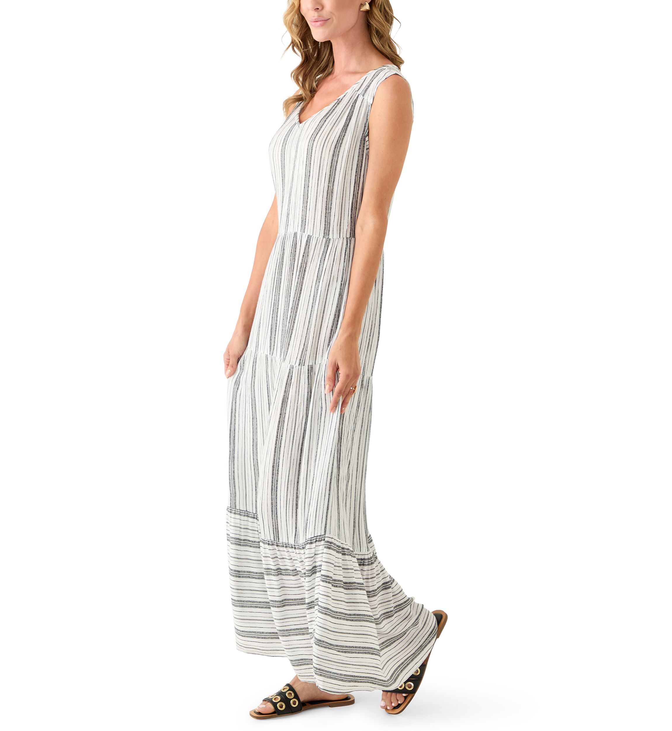 Womens Sleeveless Tiered Maxi Dress