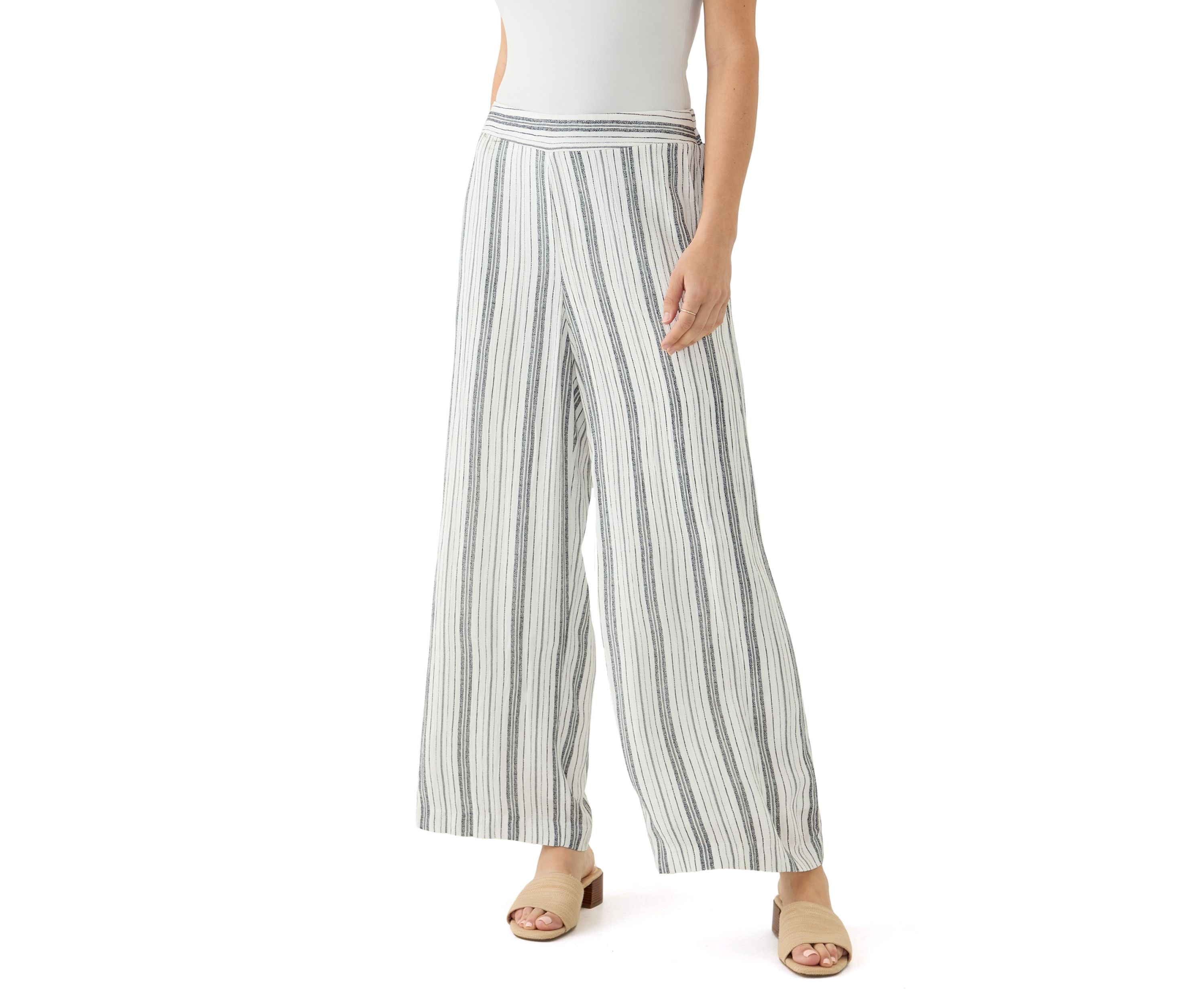 Womens Pull On Striped Trousers 