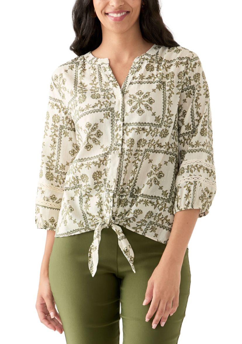 Womens 3/4 Sleeve Printed Top