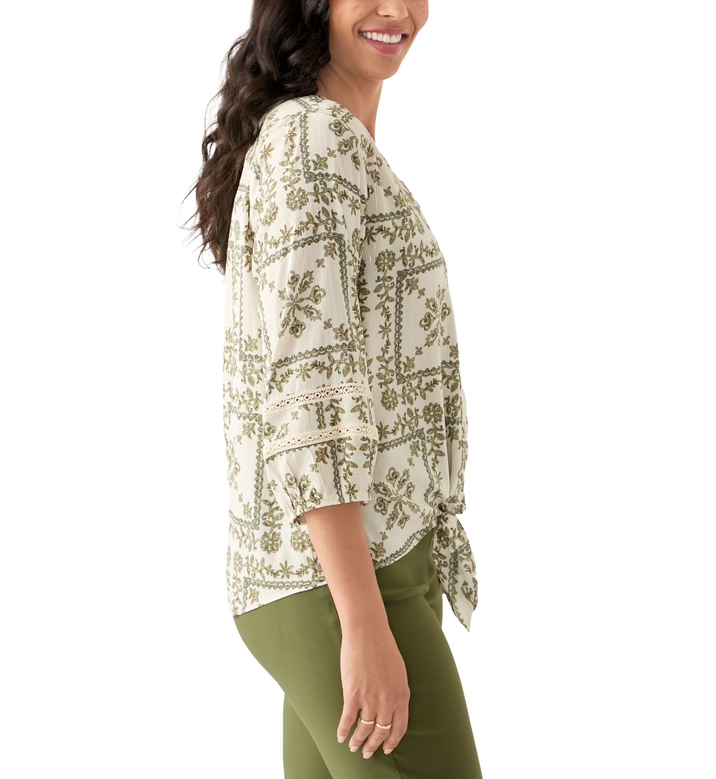 Womens 3/4 Sleeve Printed Top