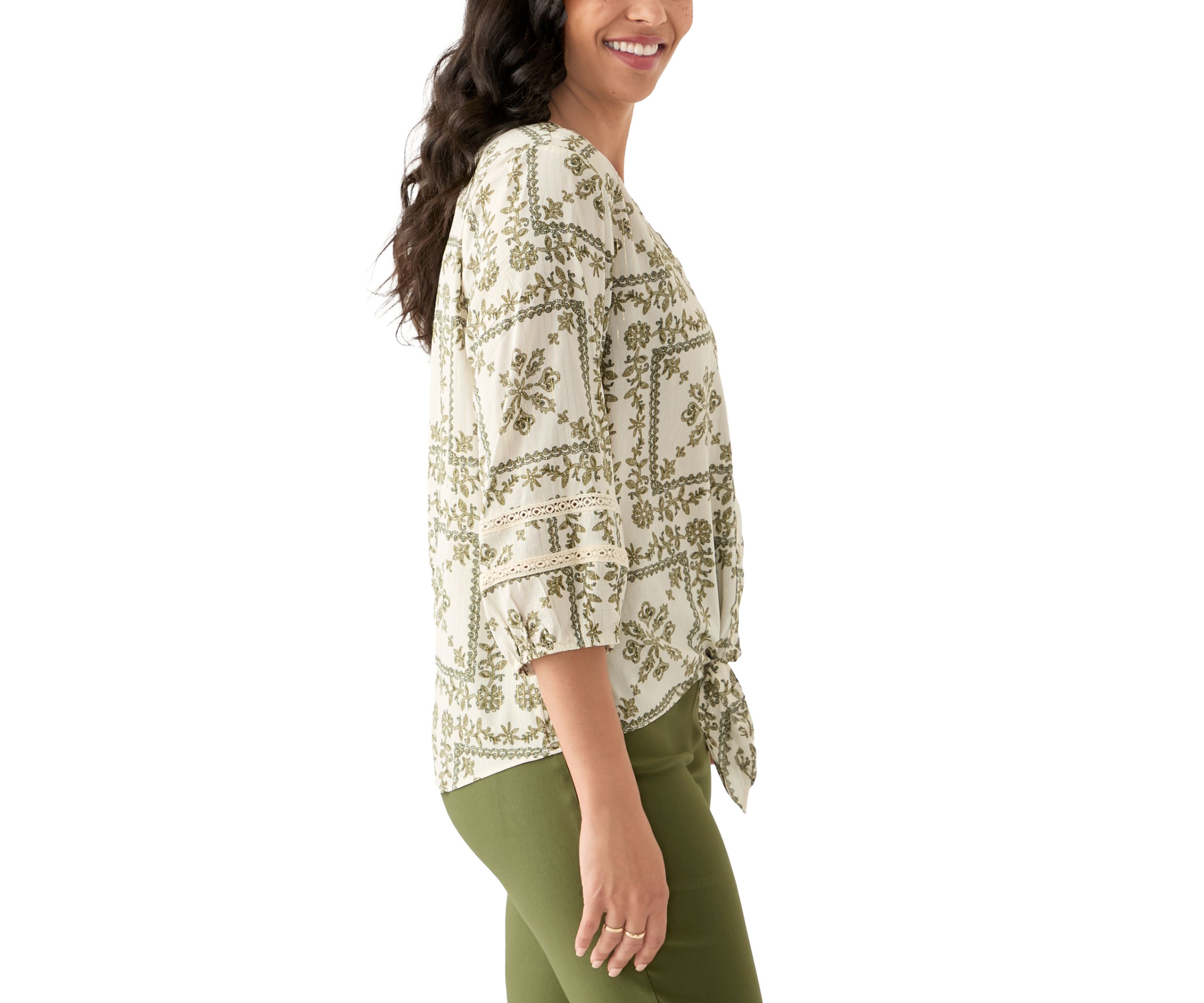 Womens 3/4 Sleeve Printed Top