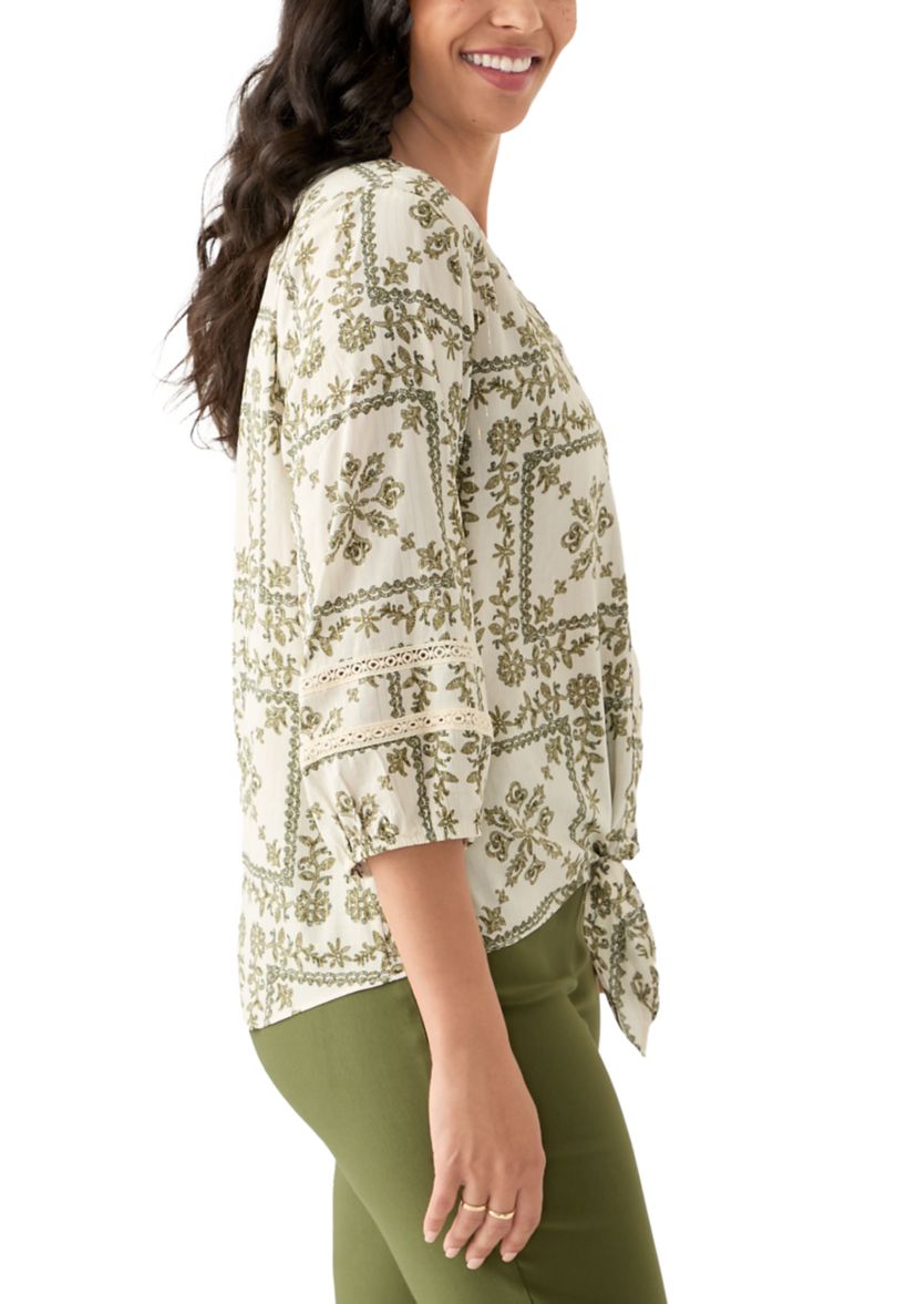 Womens 3/4 Sleeve Printed Top