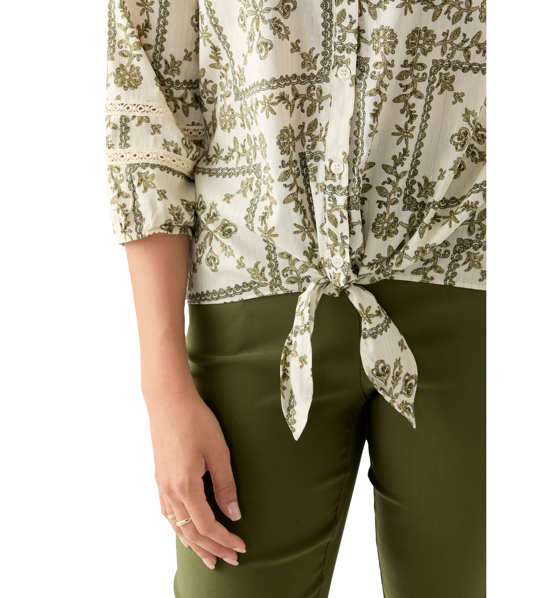Womens 3/4 Sleeve Printed Top