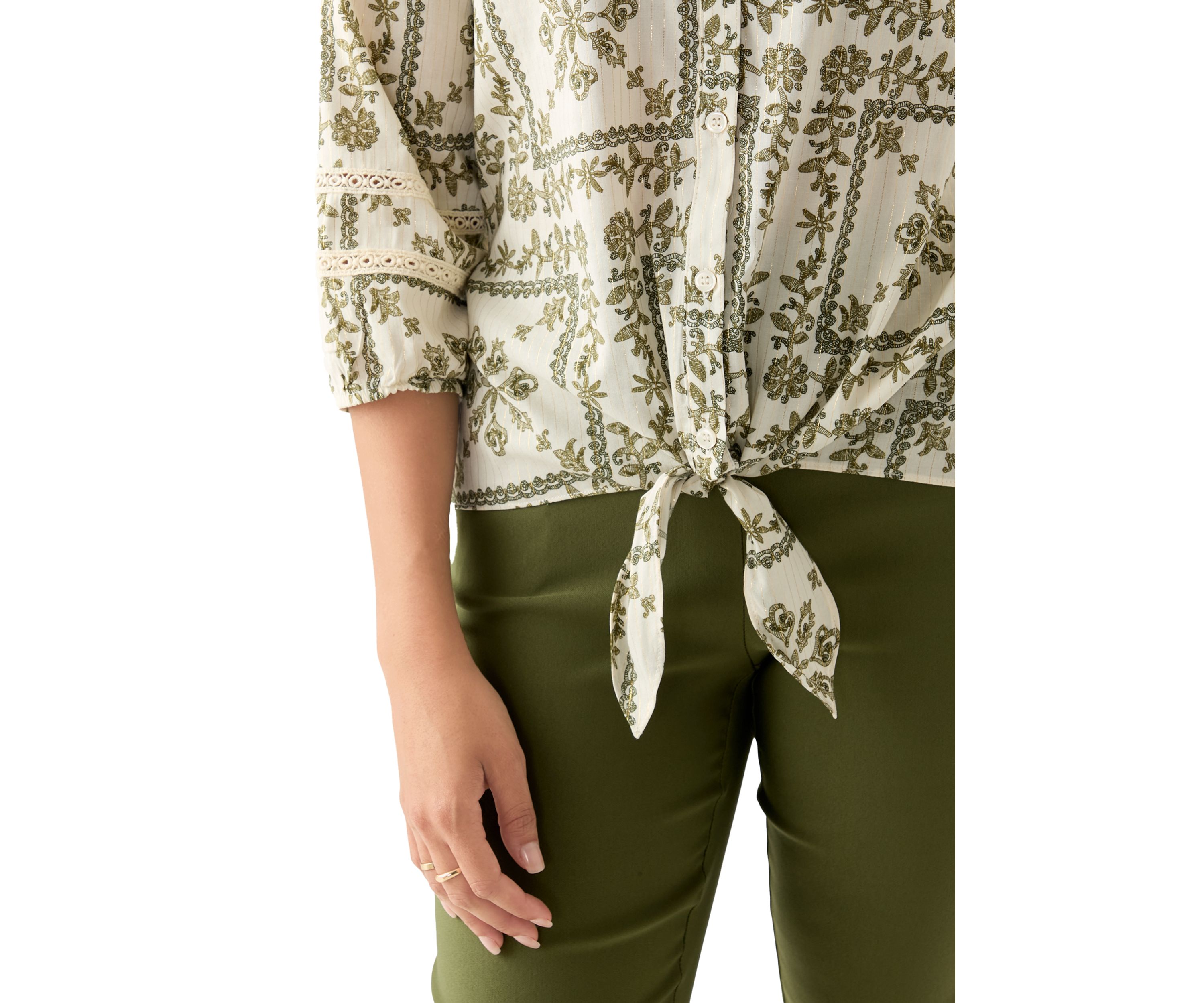 Womens 3/4 Sleeve Printed Top