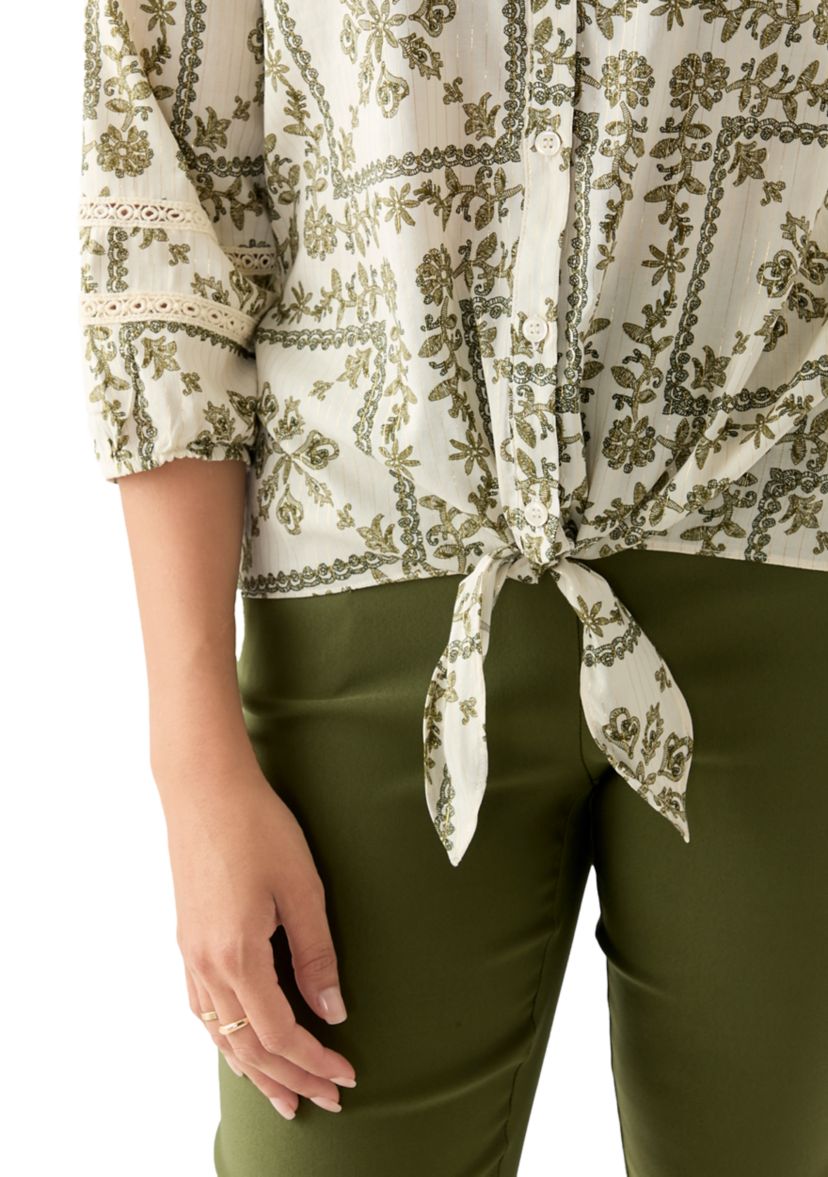 Womens 3/4 Sleeve Printed Top