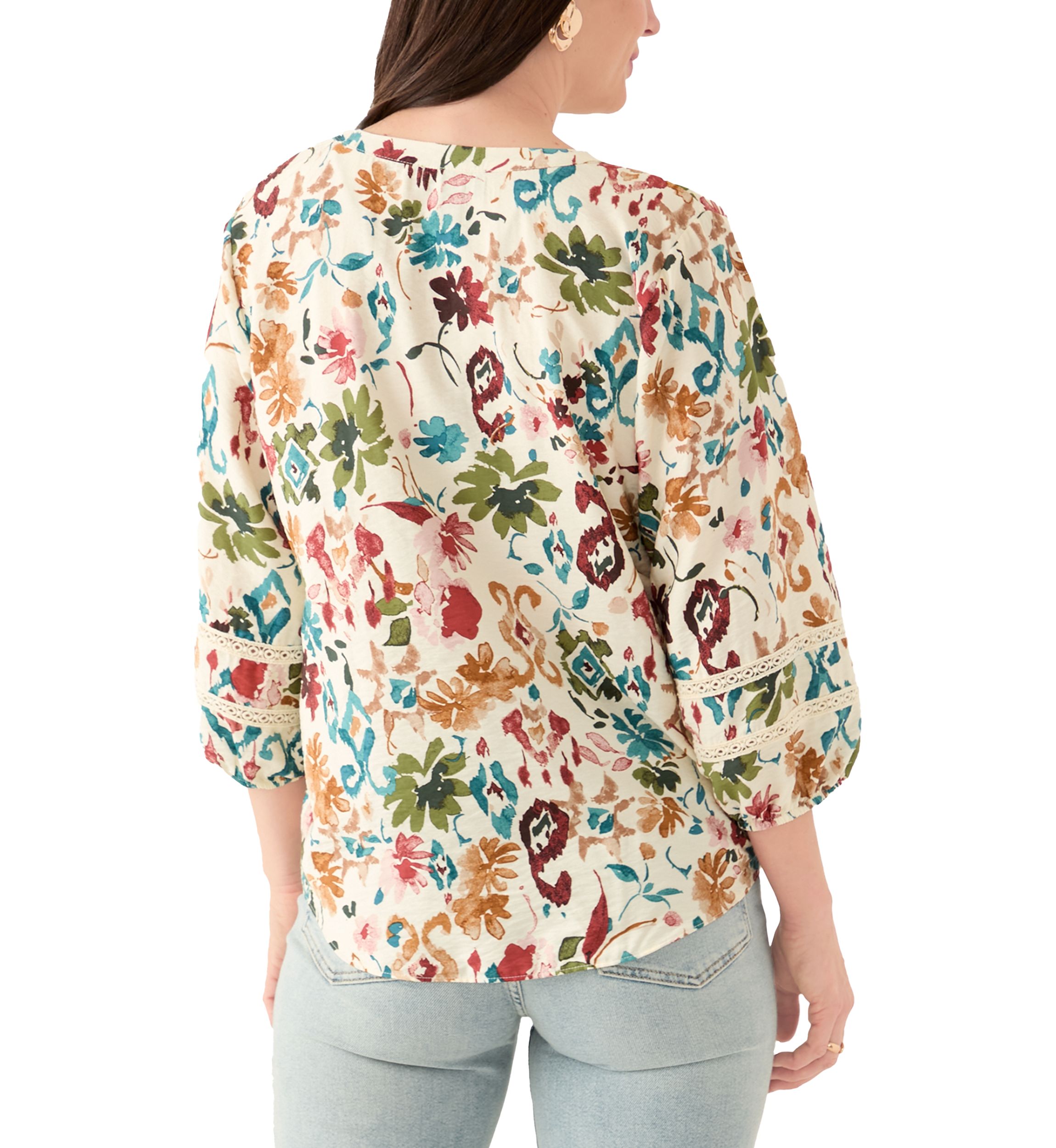 Womens Printed Tie Front Top