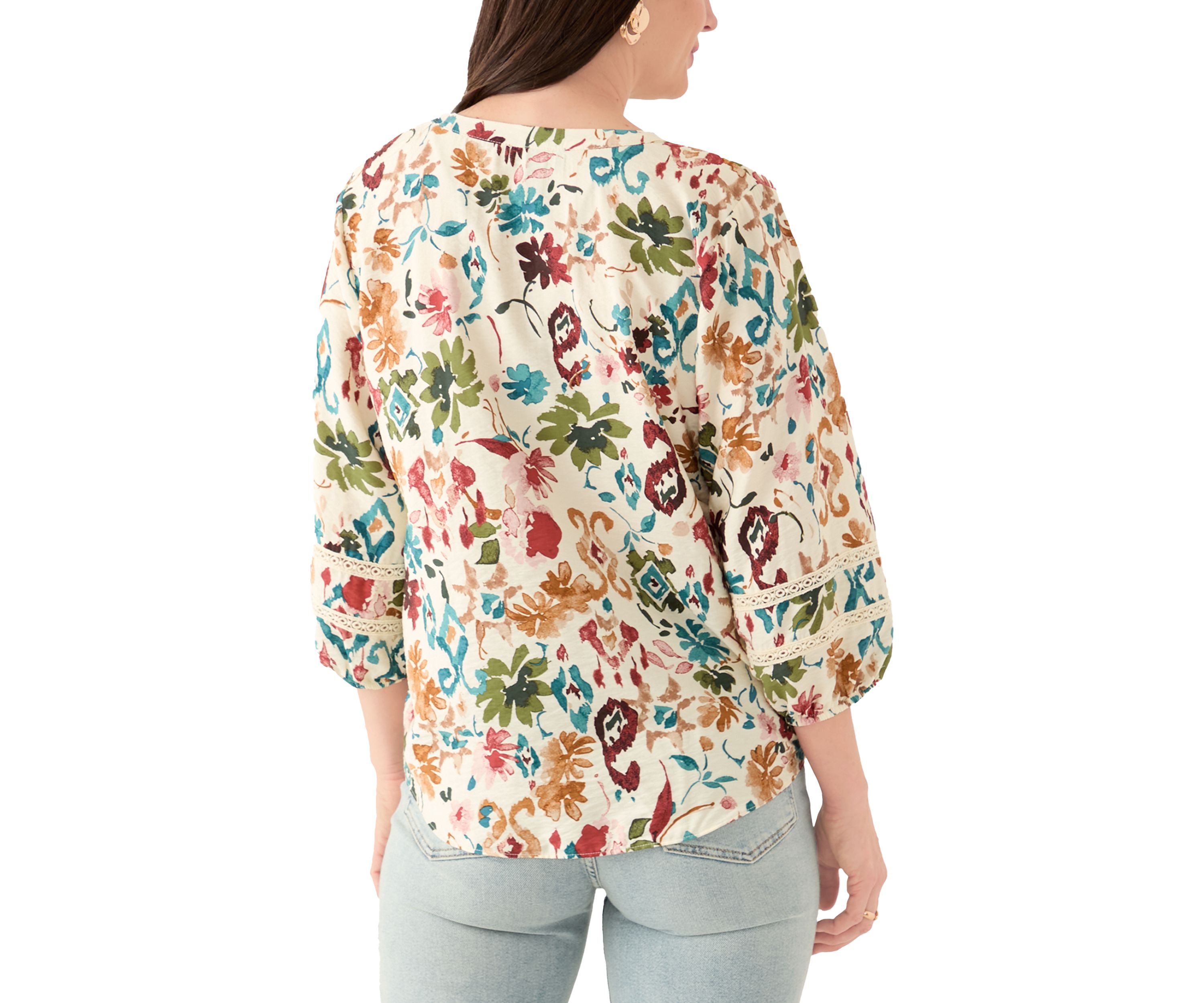 Womens Printed Tie Front Top