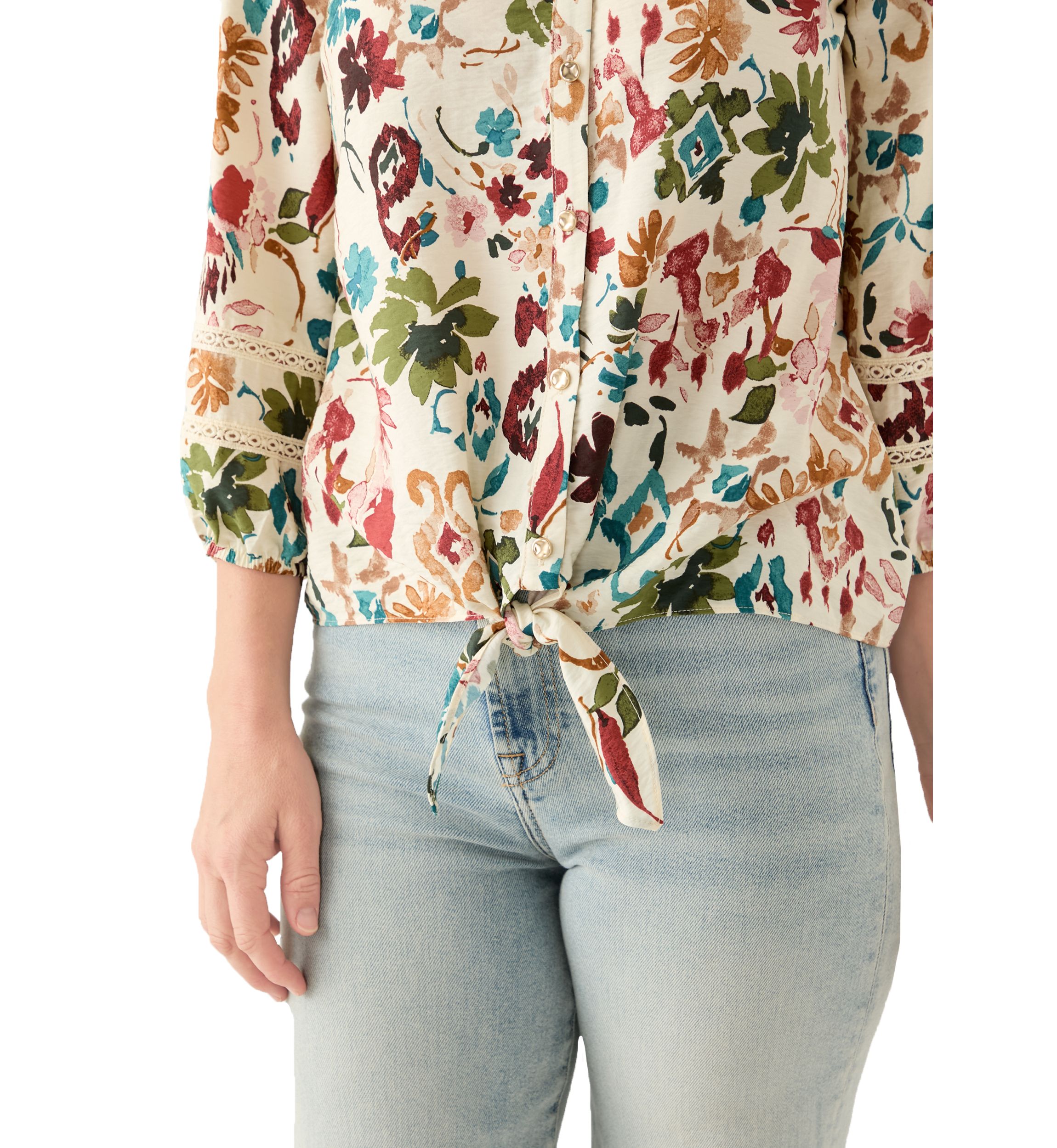 Womens Printed Tie Front Top