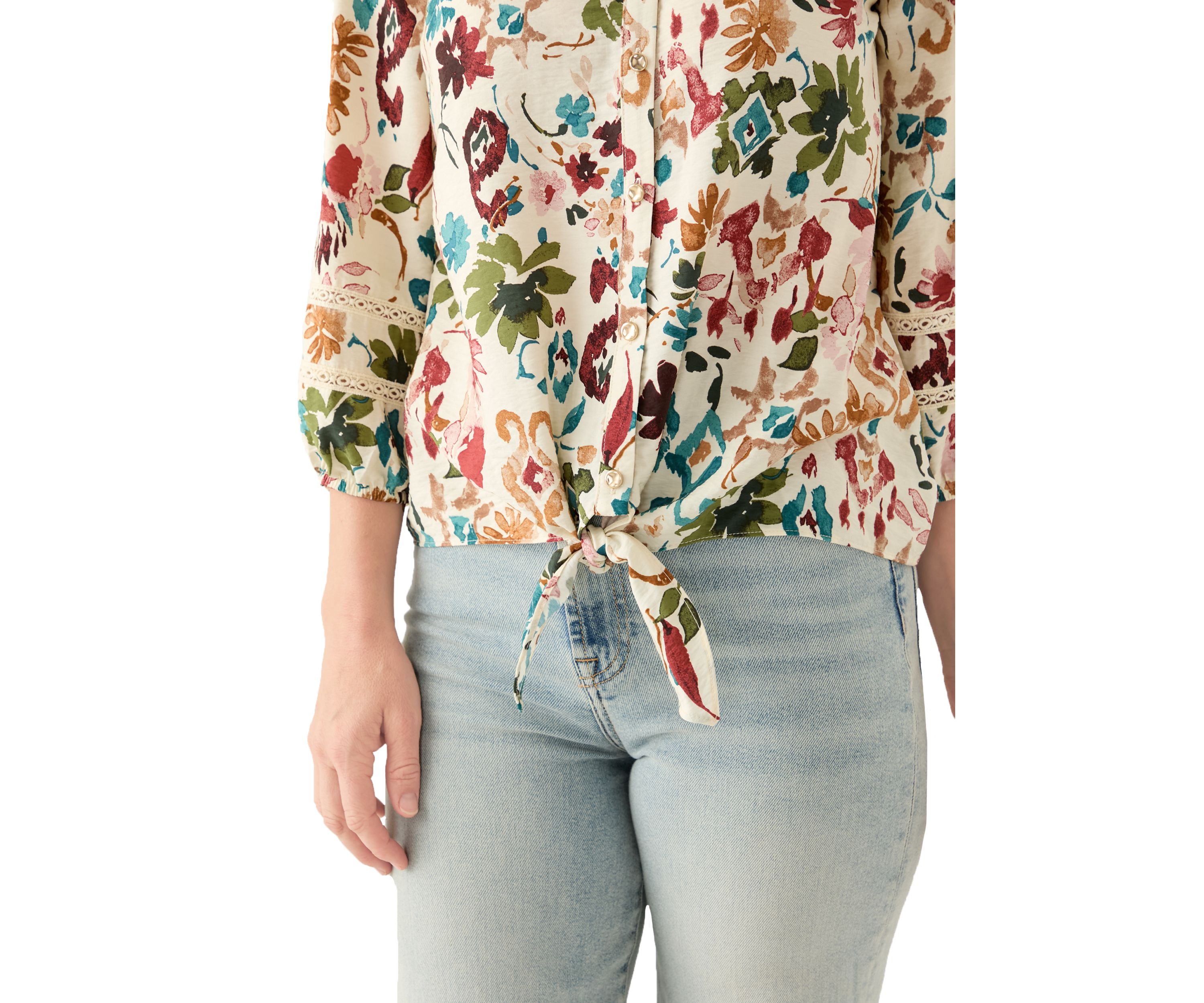 Womens Printed Tie Front Top