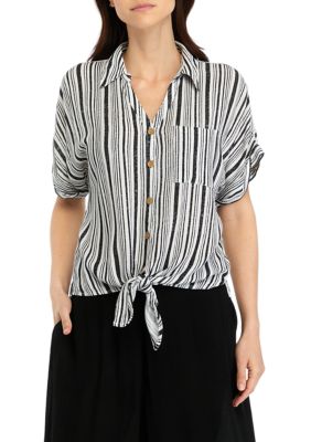 Women's Striped Tie Front Blouse