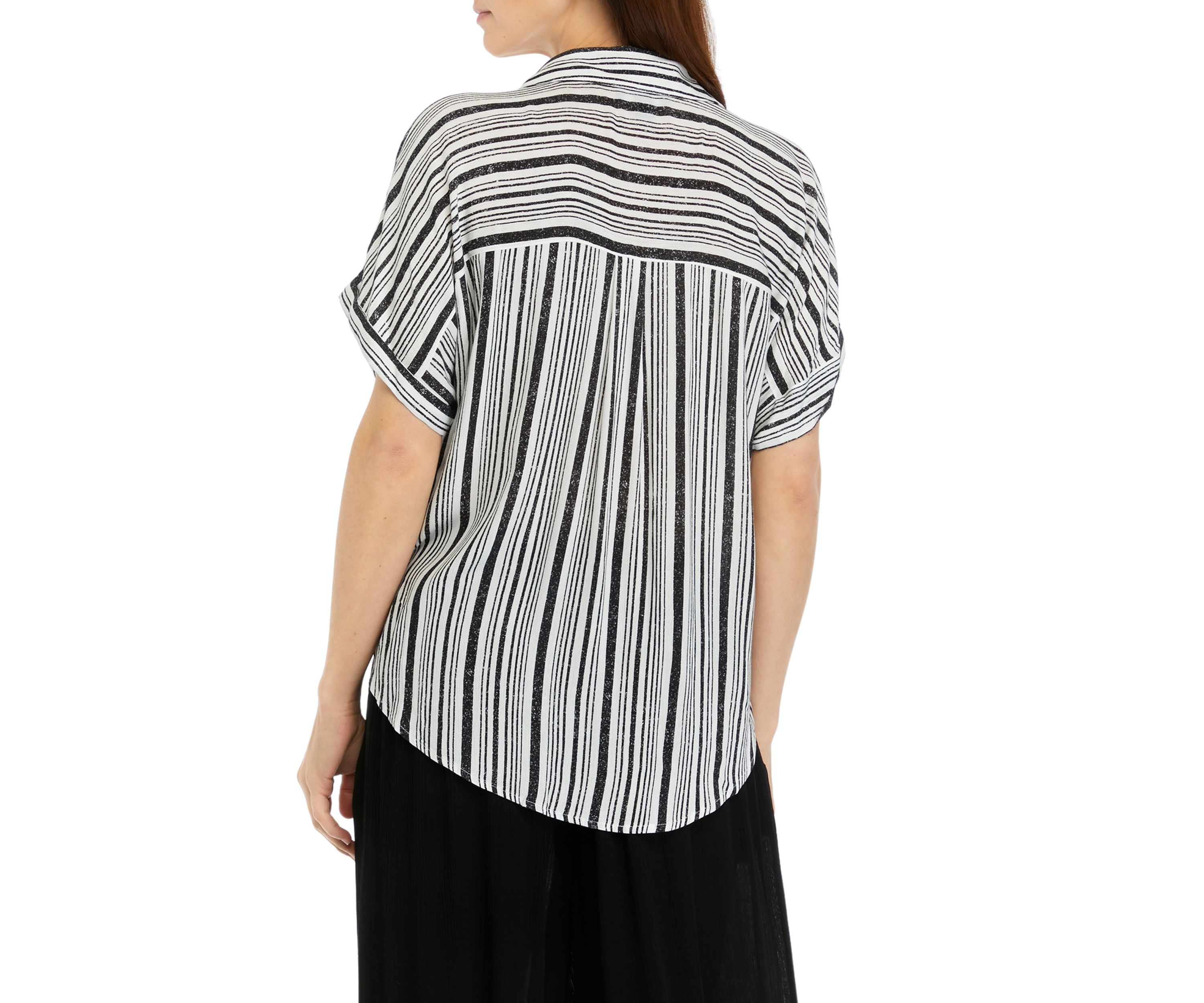 Womens Striped Tie Front Blouse