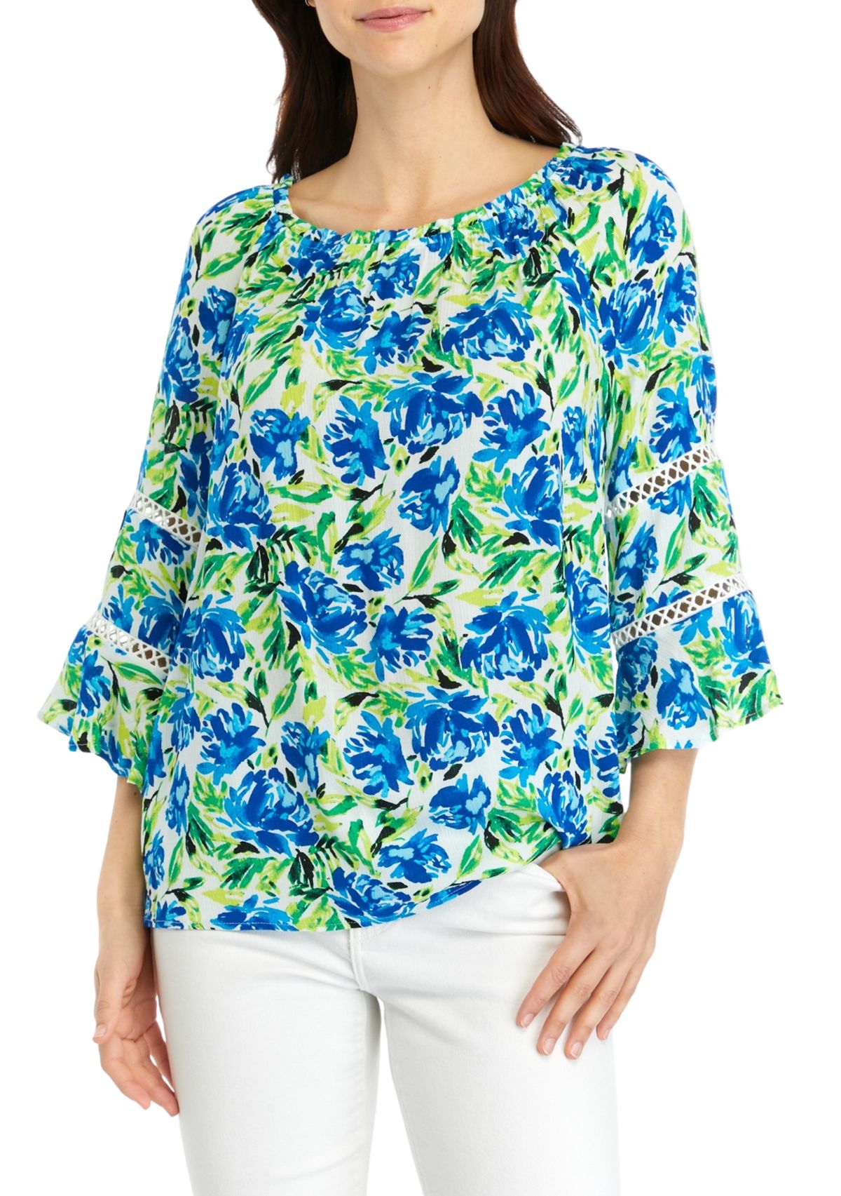 Womens 3/4 Sleeve Printed Blouse