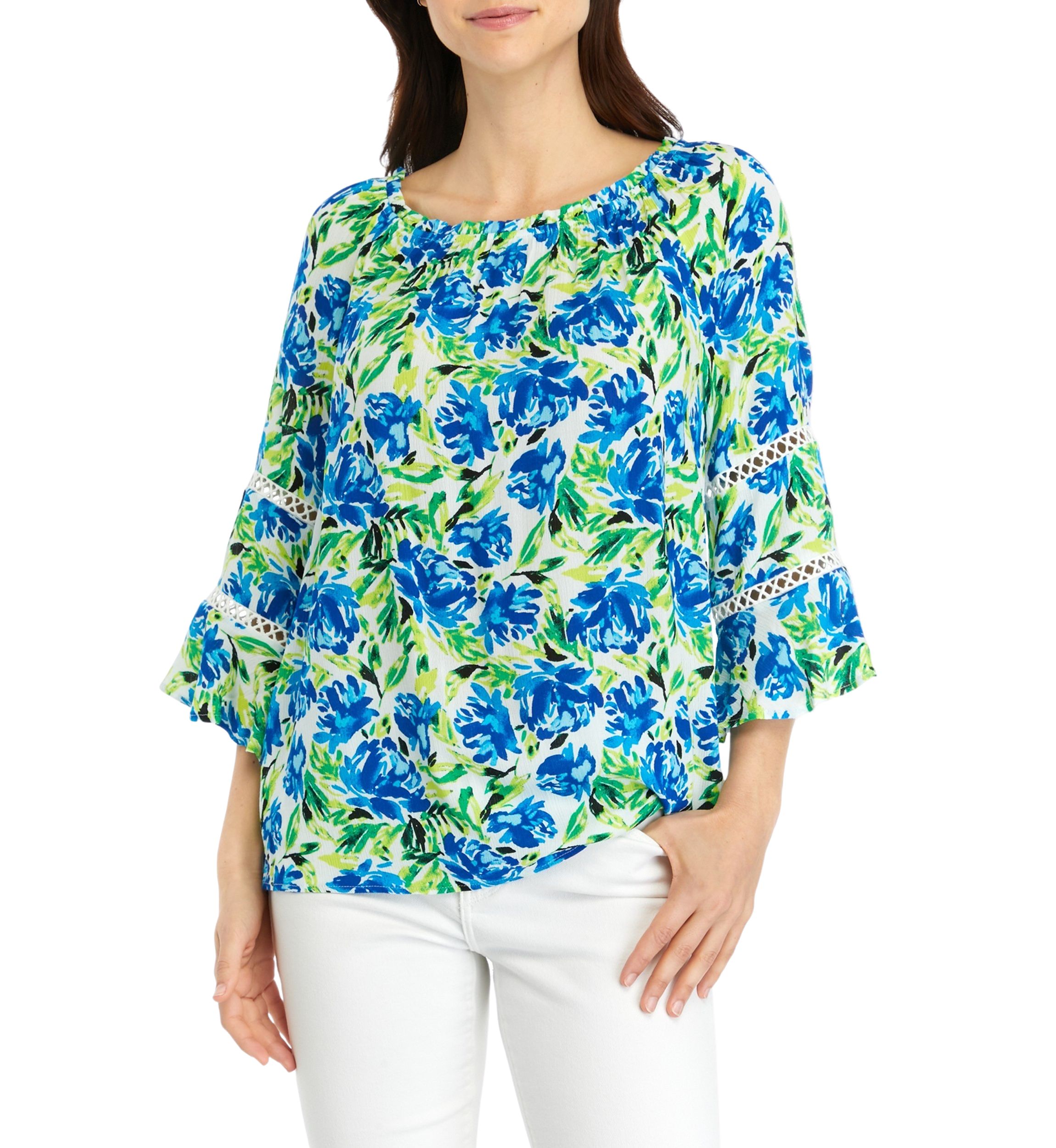 Womens 3/4 Sleeve Printed Blouse
