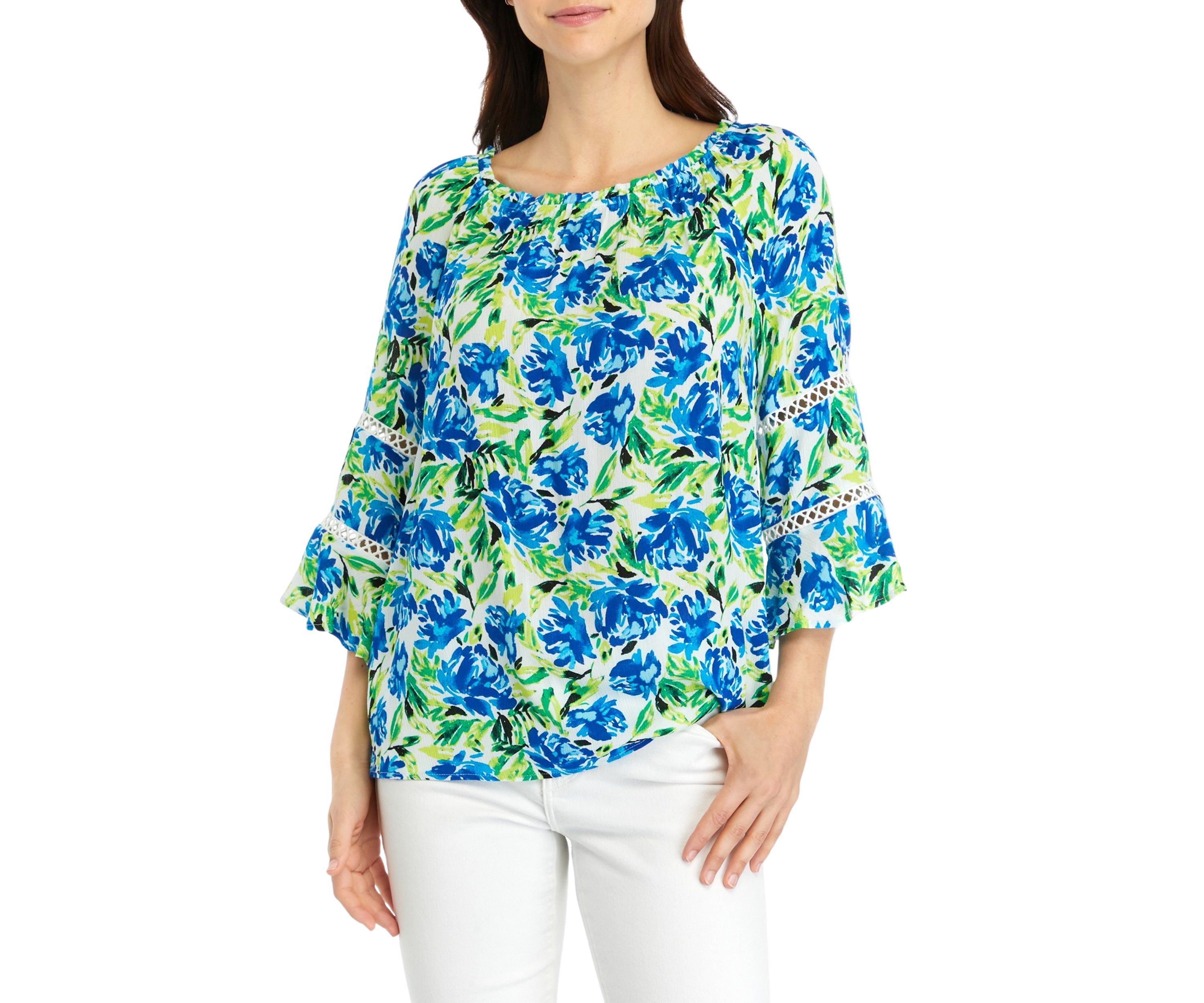 Womens 3/4 Sleeve Printed Blouse