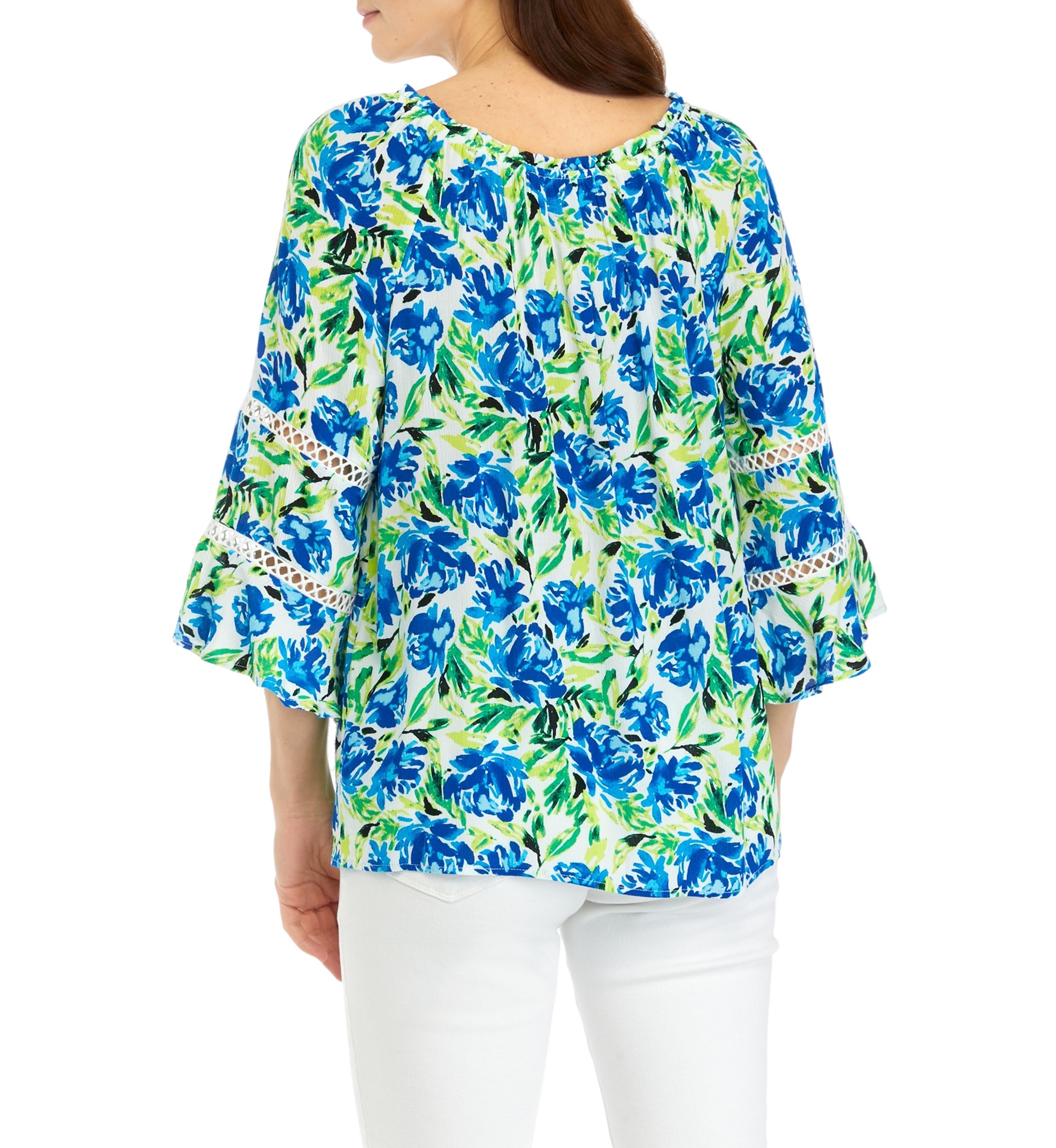 Womens 3/4 Sleeve Printed Blouse