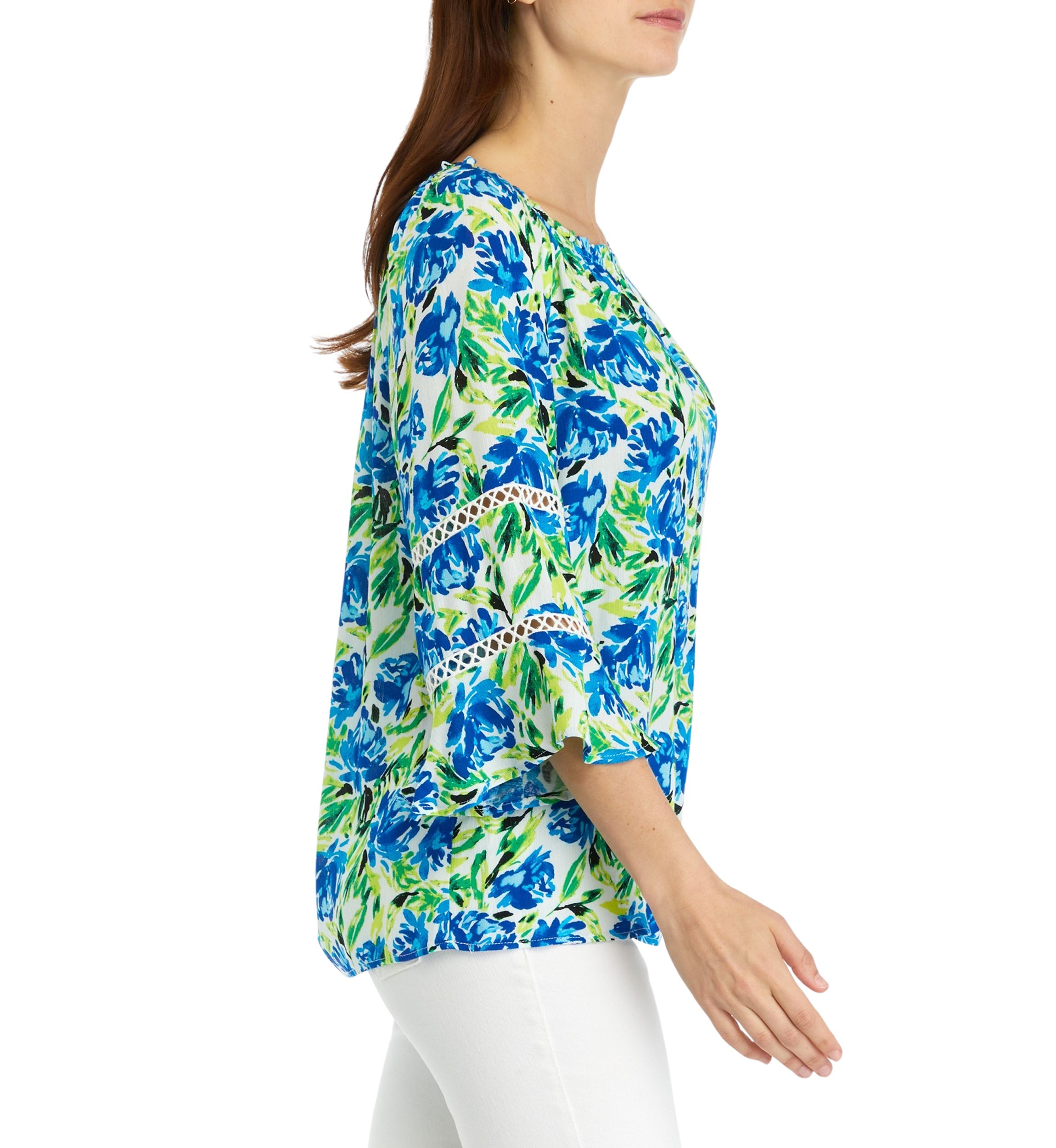 Womens 3/4 Sleeve Printed Blouse