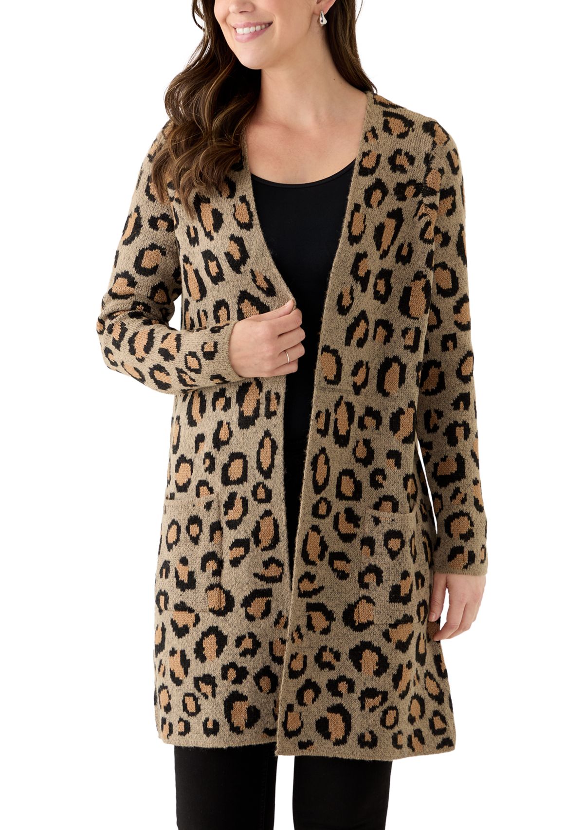 Womens Long Sleeve Printed Cardigan