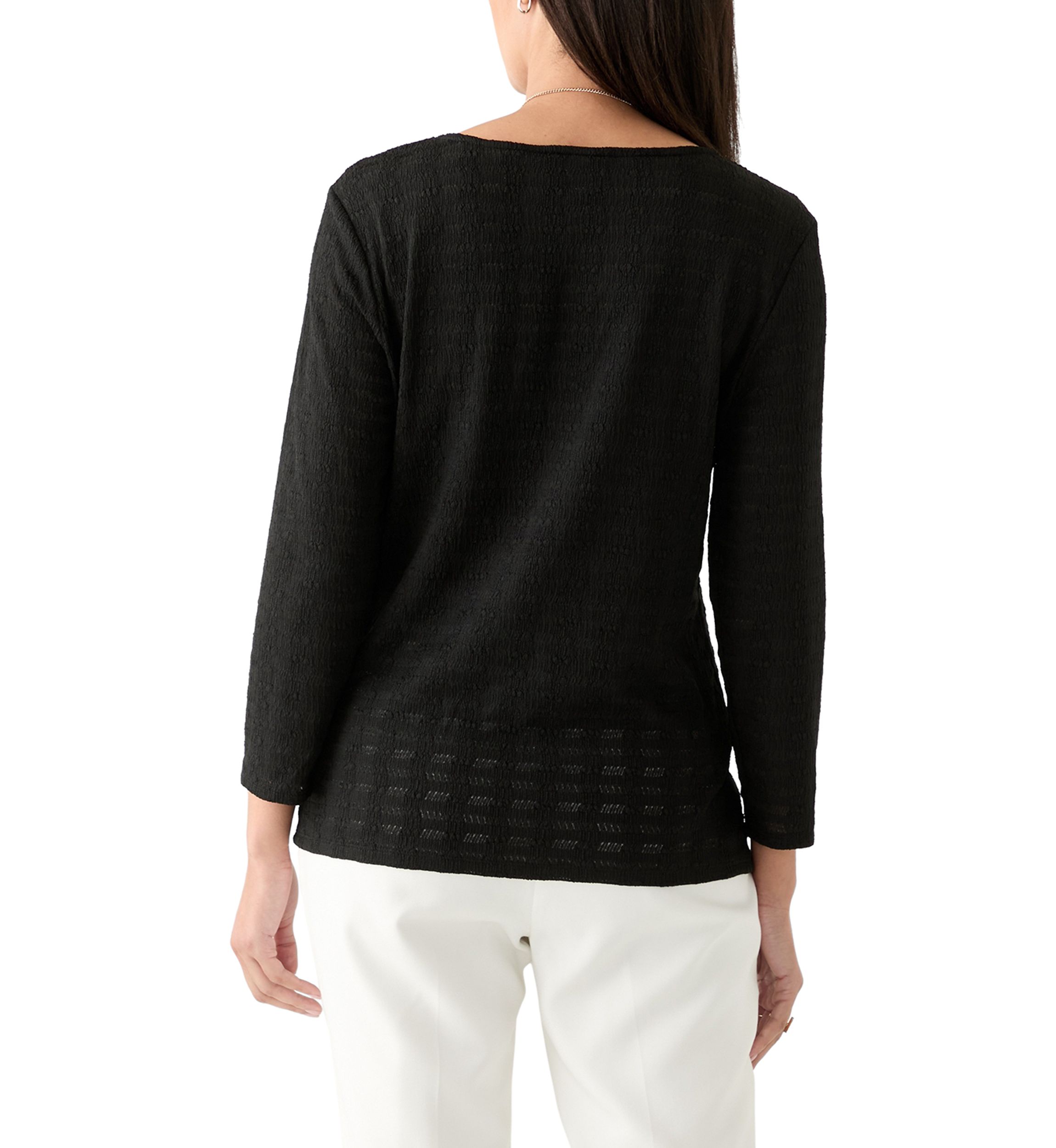Womens 3/4 Sleeve Crochet Knit Top