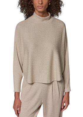 Donna Karan Weekend Women's Long Sleeve Funnel Neck Athletic Top, Small