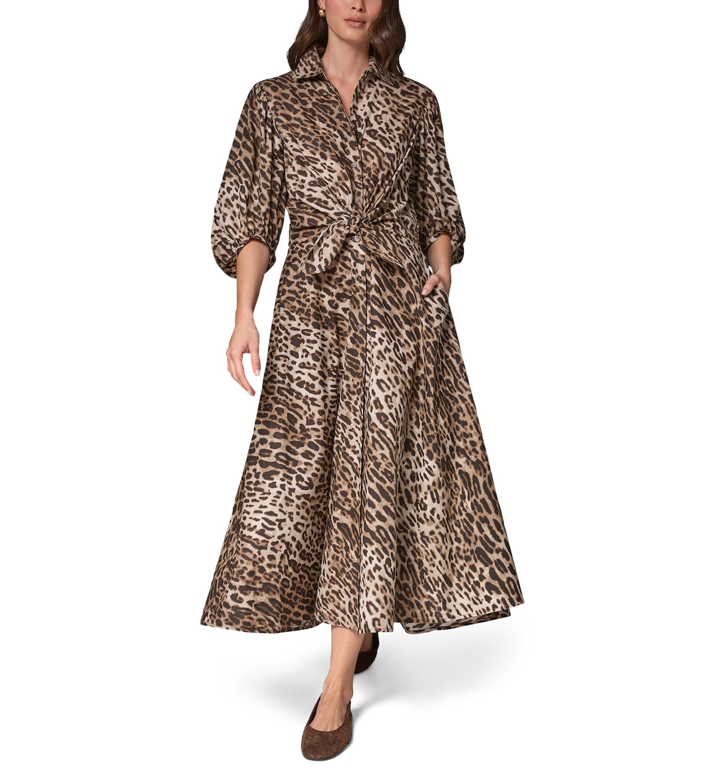 【インポート品】DONNA KARAN ESSENTIALS リネン100% Donna Karan Weekend Women's Printed Voile Cocoon Sleeve Shirtdress
