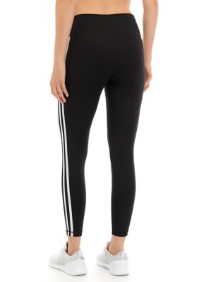 Adidas Capri Spandex 3 Stripe Pants Black Pink