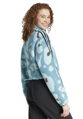 adidas Essentials 3 Stripes Animal Print High Pile Cropped 1
