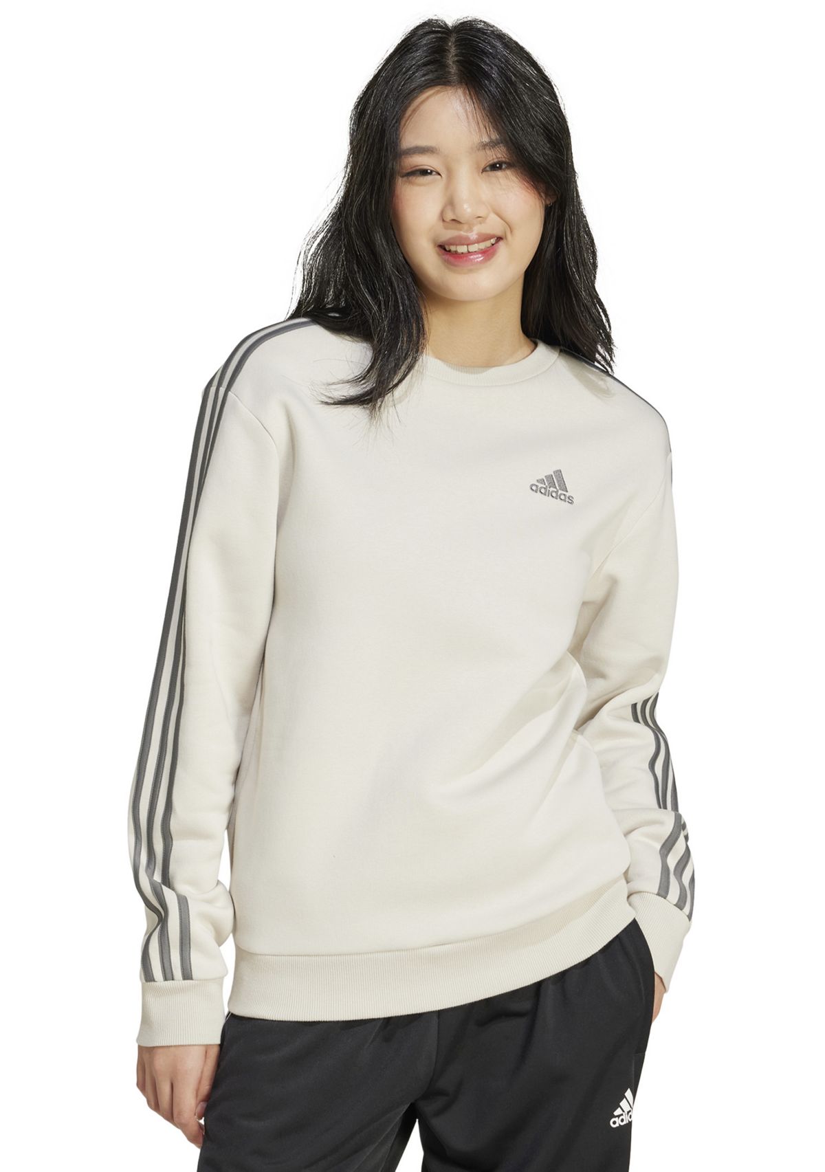 Essentials 3 Stripes Fleece Sweatshirt