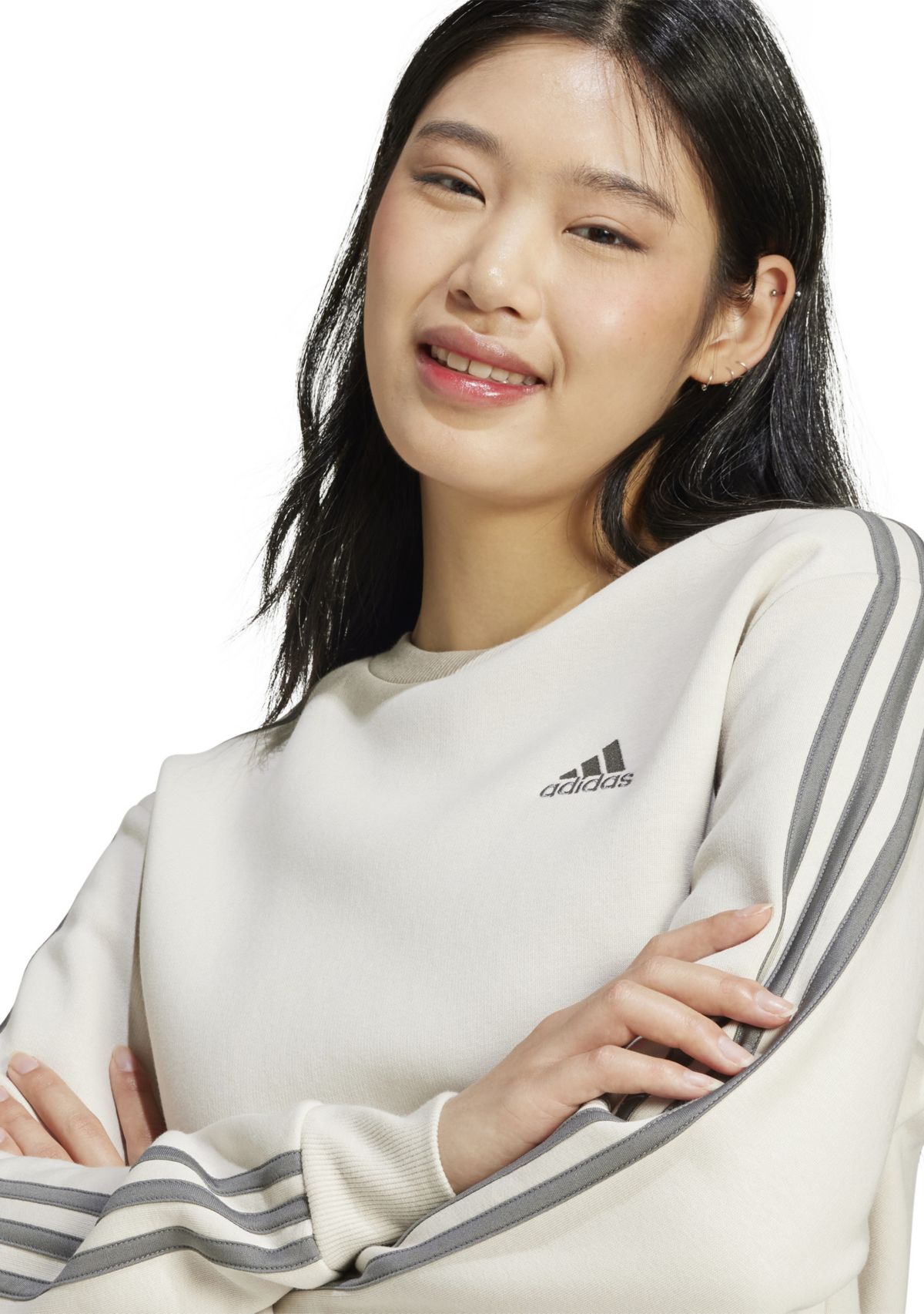 Essentials 3 Stripes Fleece Sweatshirt