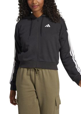 adidas Women's Essentials 3-Stripes French Terry Full Zip Hoodie, XS