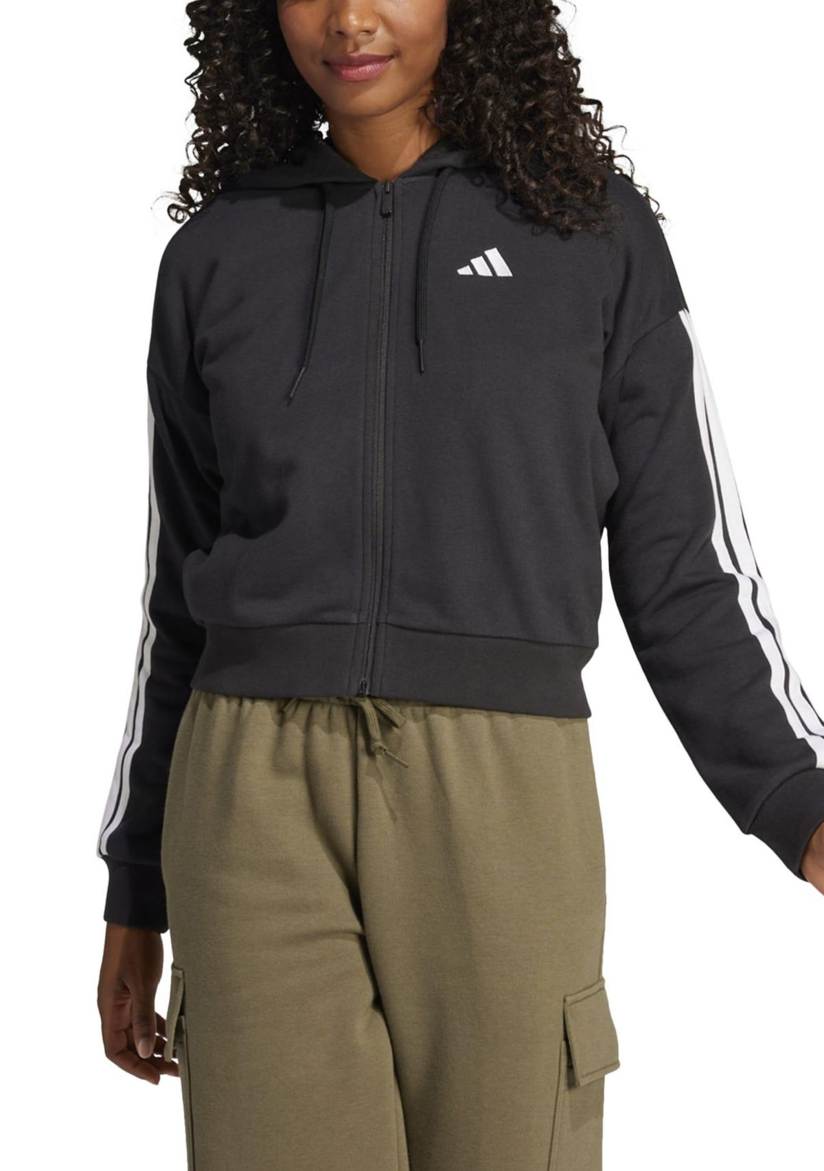 Essentials 3-Stripes French Terry Full Zip Hoodie