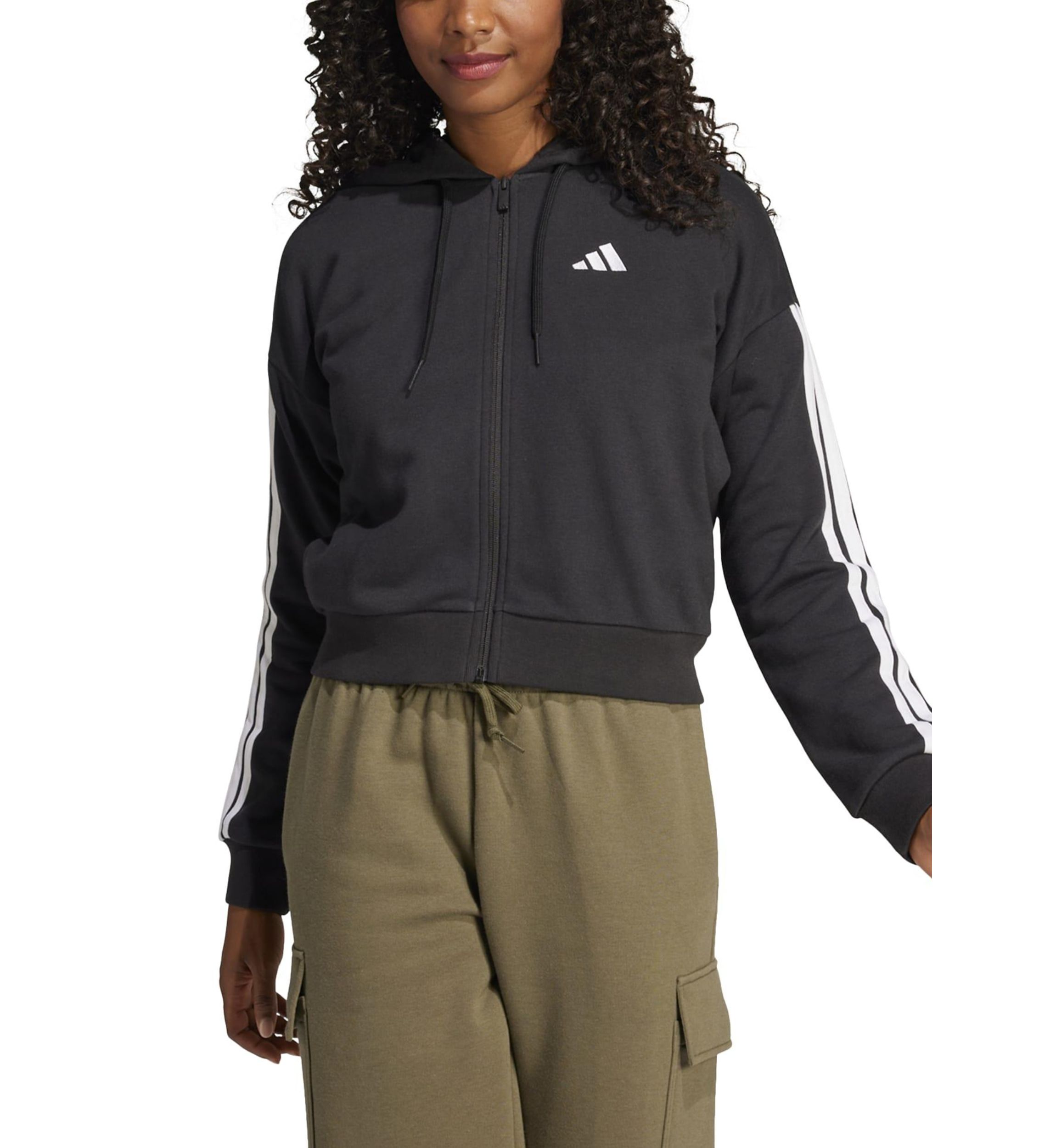 Essentials 3-Stripes French Terry Full Zip Hoodie