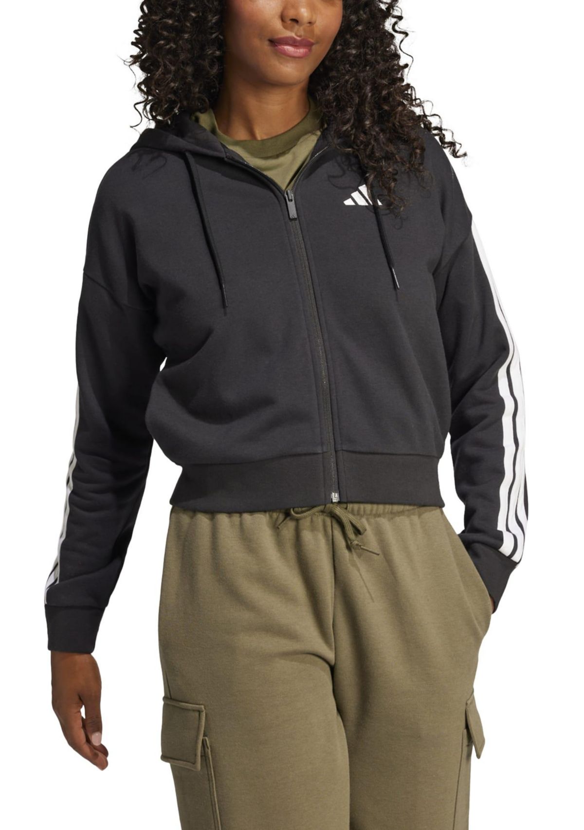 Essentials 3-Stripes French Terry Full Zip Hoodie