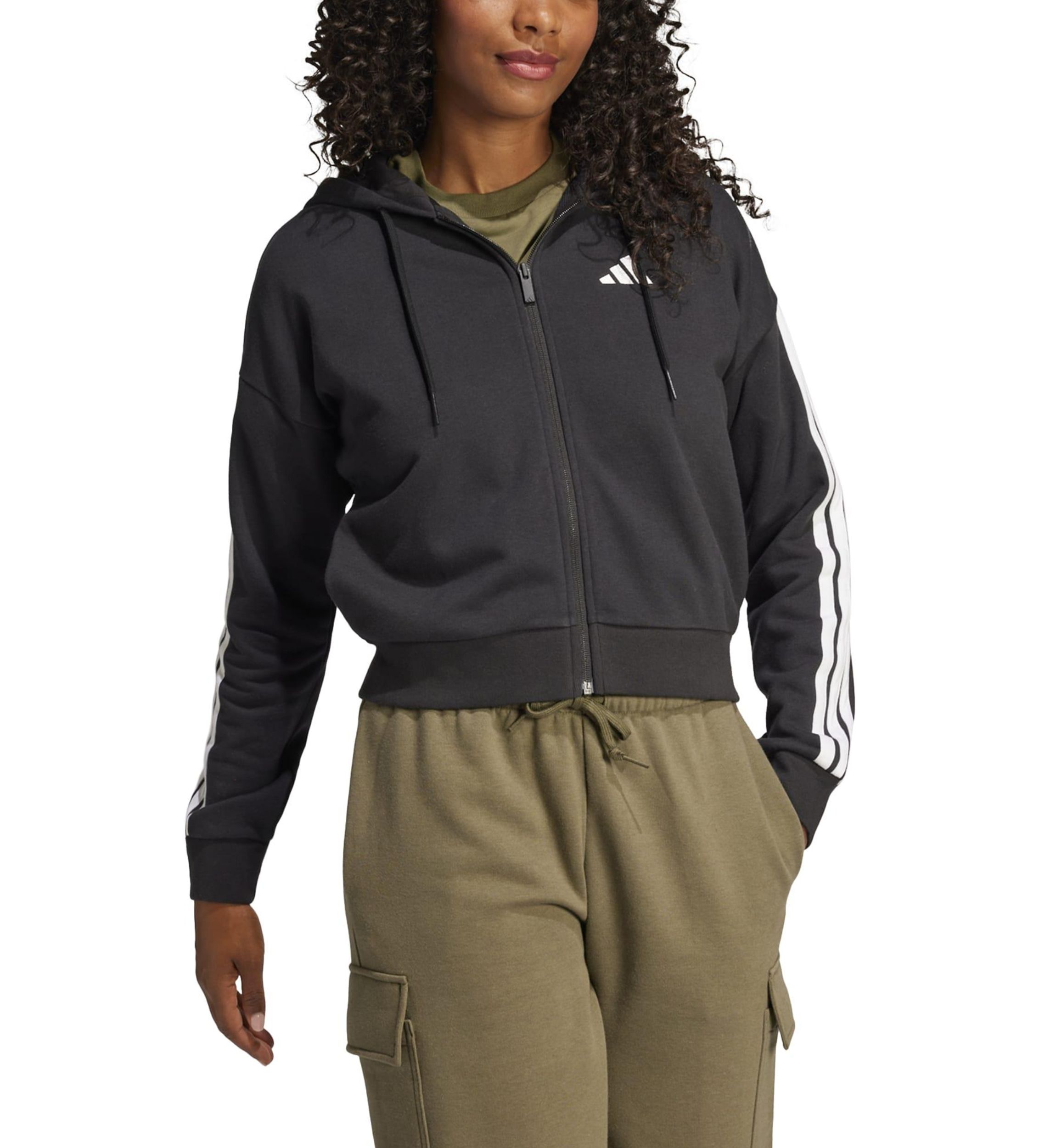 Essentials 3-Stripes French Terry Full Zip Hoodie