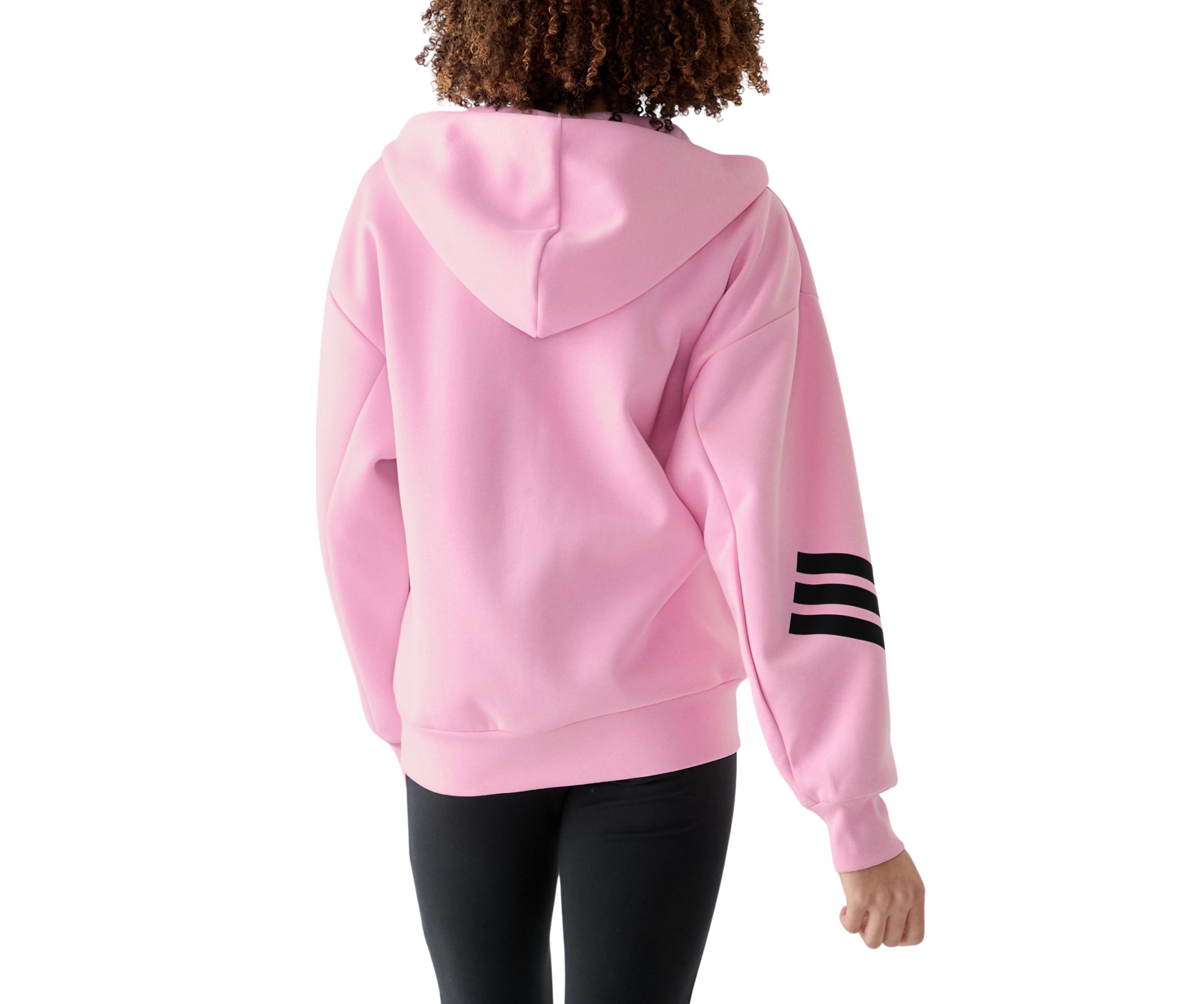 Womens Zip Up Hoodie with Tri Stripe Sleeves