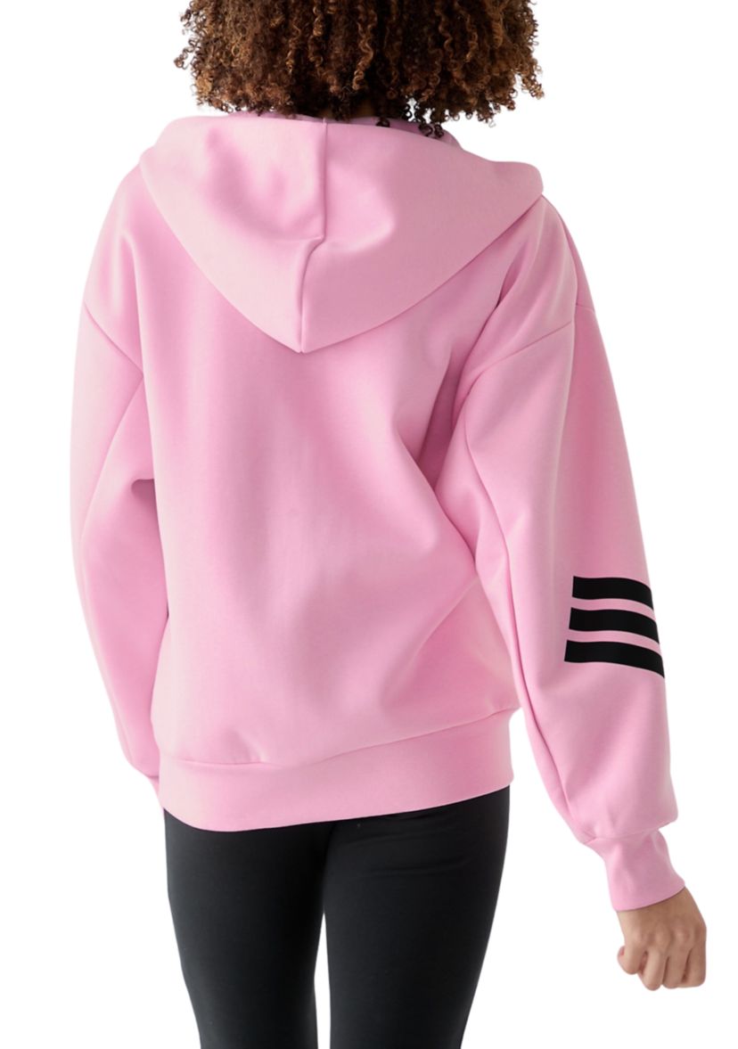 Womens Zip Up Hoodie with Tri Stripe Sleeves
