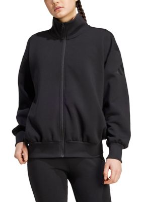 adidas Women's ALL SZN Soft Lux Loose Full-Zip Top, Black, Small