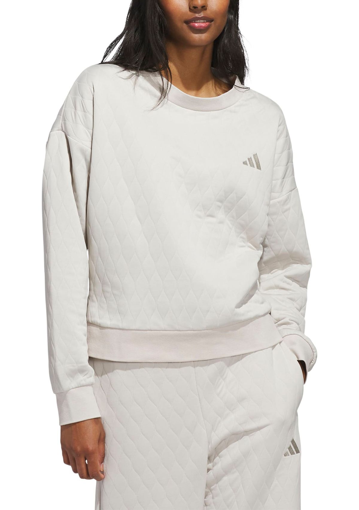 Quilted Crew Neck Pullover