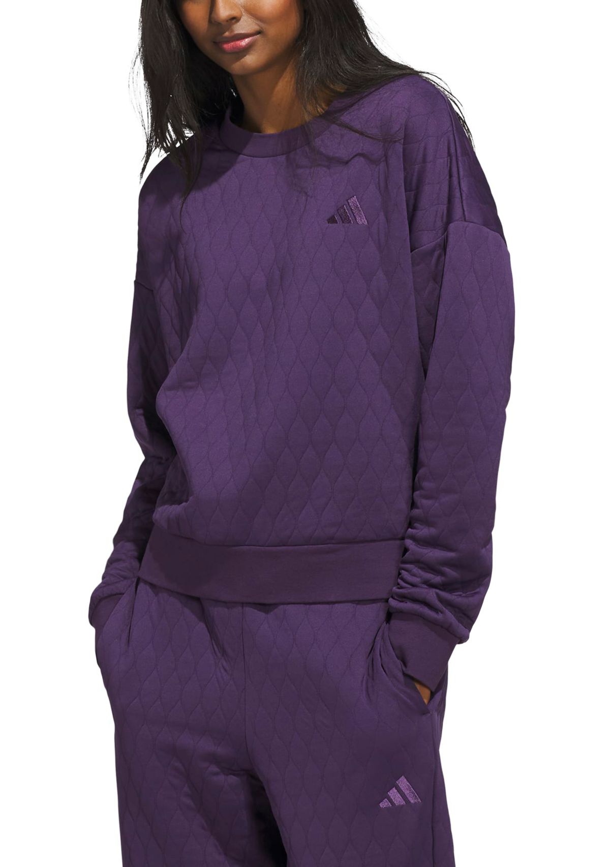  Quilted Crew Neck Pullover 