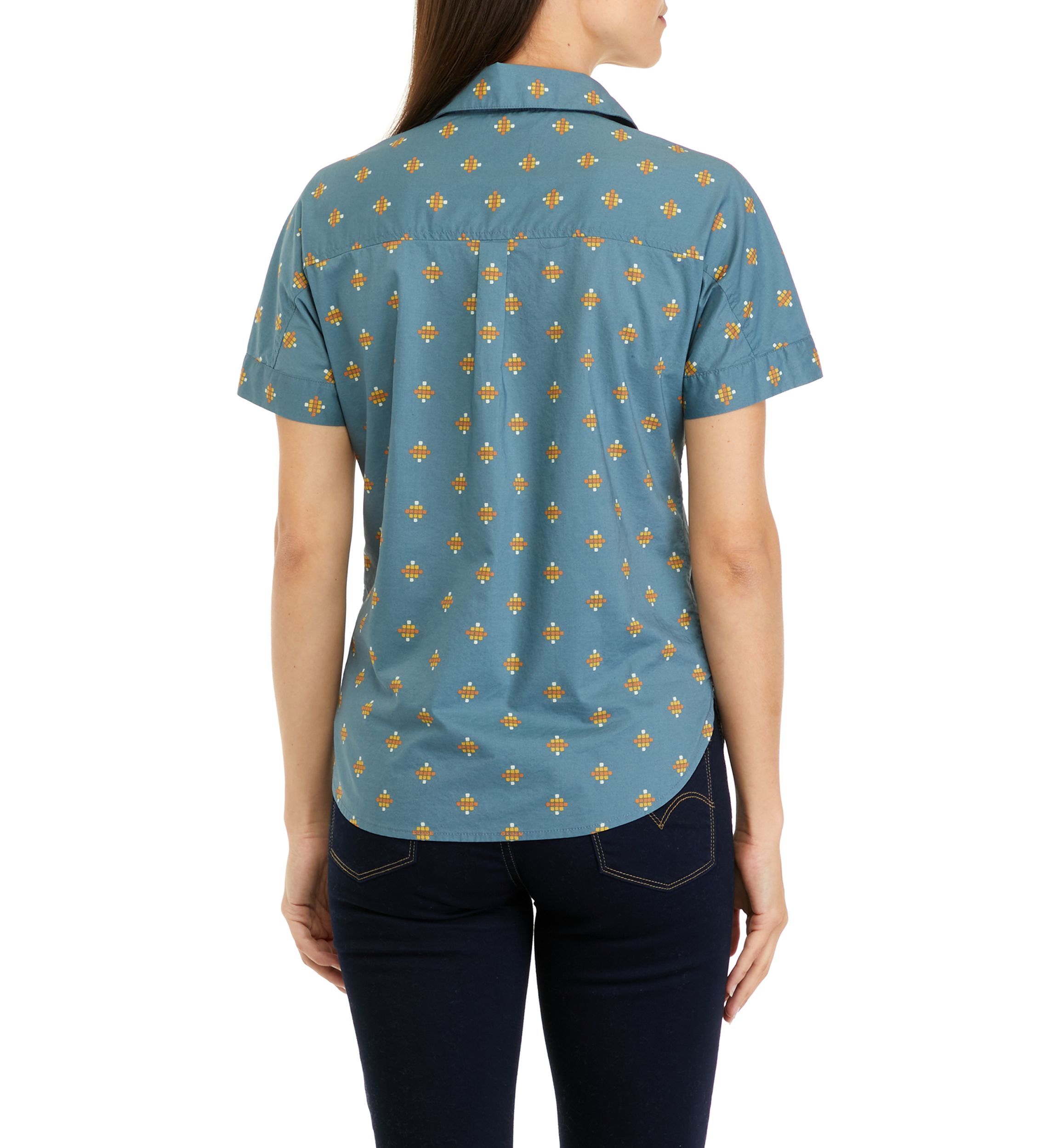 Womens Short Sleeve Button Front Shirt
