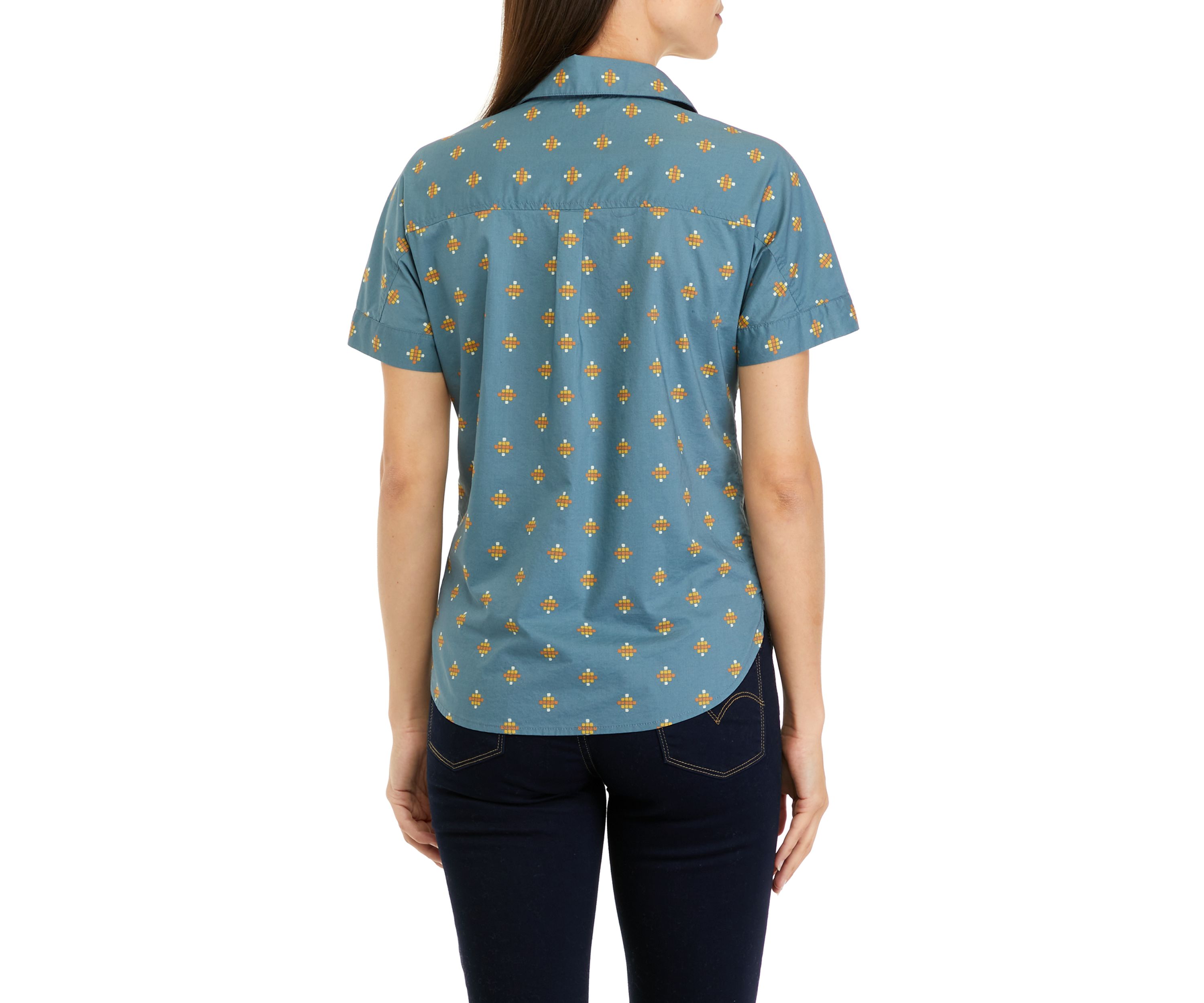 Womens Short Sleeve Button Front Shirt