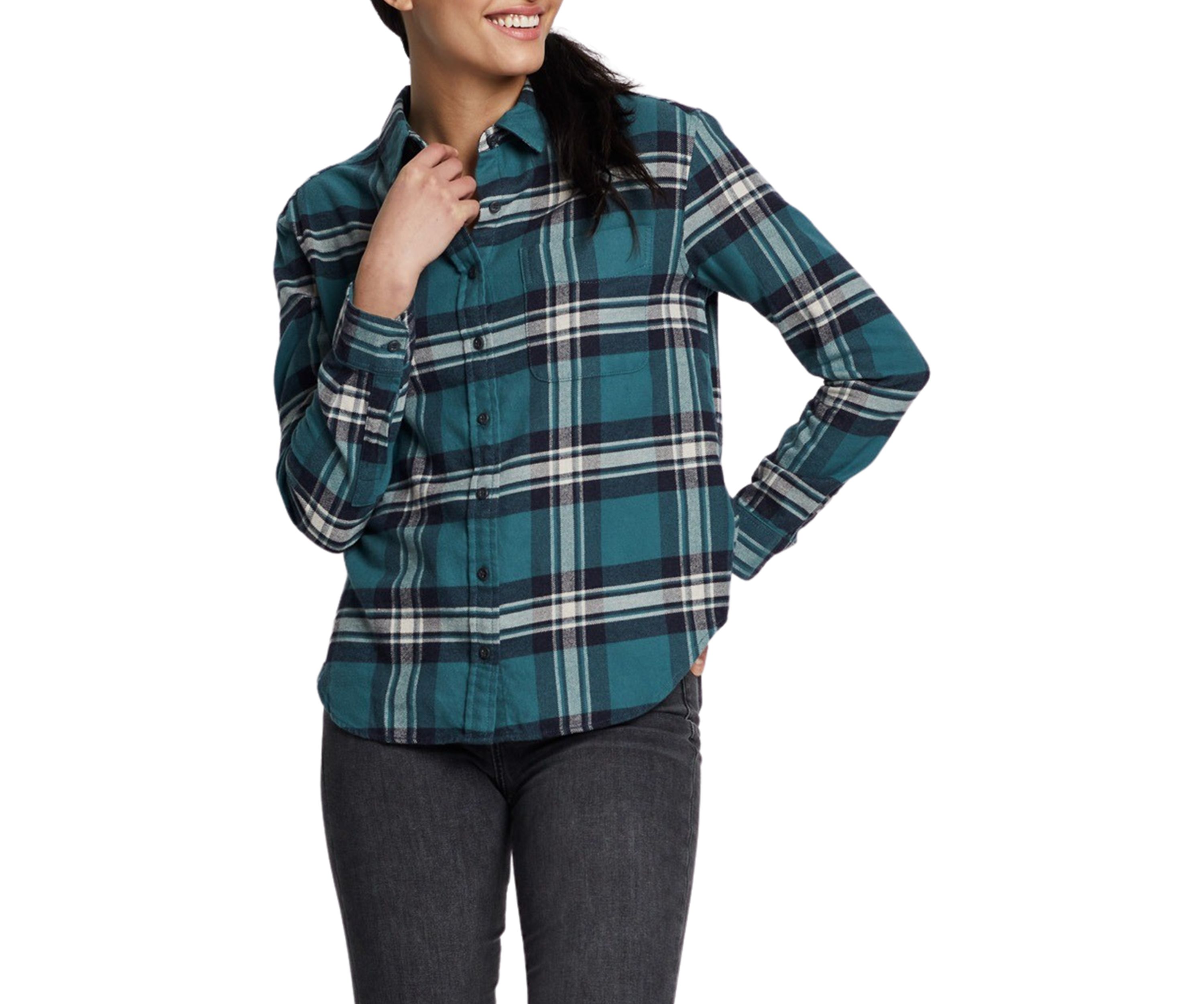 Womens Boyfriend Double Brushed Flannel Shirt
