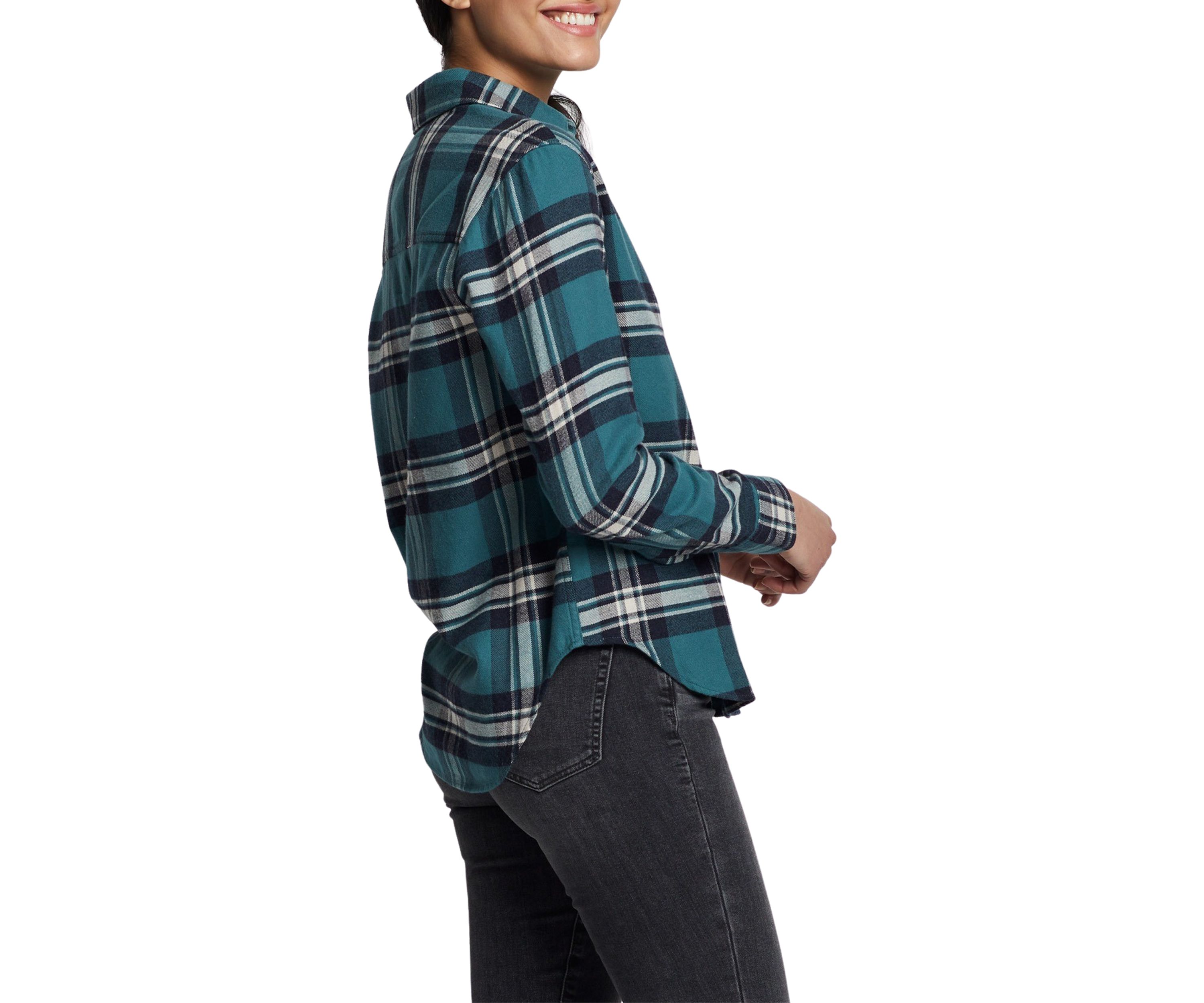 Womens Boyfriend Double Brushed Flannel Shirt