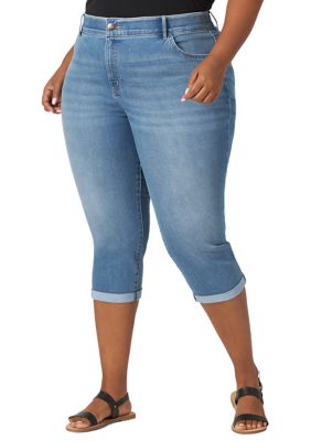 LEE Womens Plus Size Flex Motion Regular Fit 5 Pocket Capri Jean Shops Plus- Size