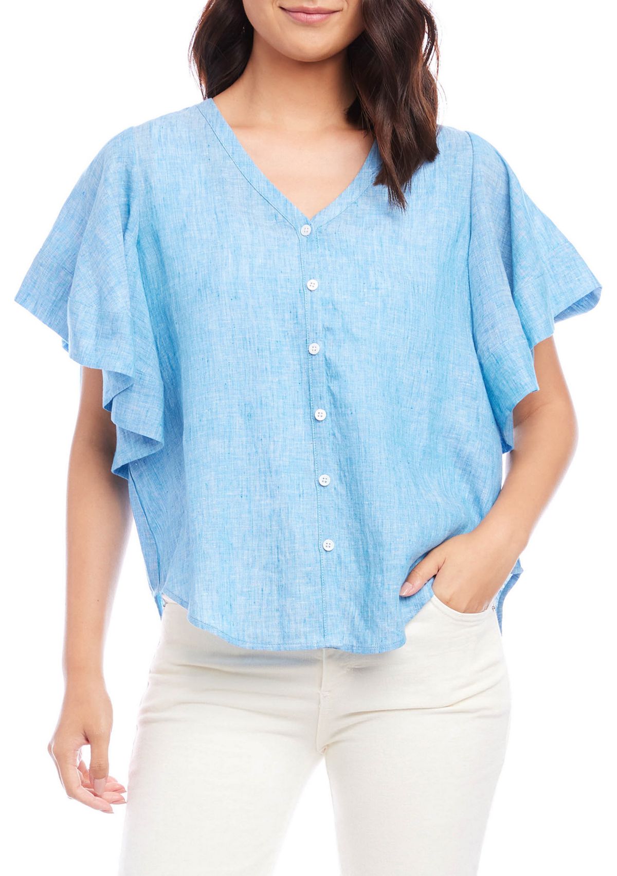 Womens Flutter Sleeve Top 