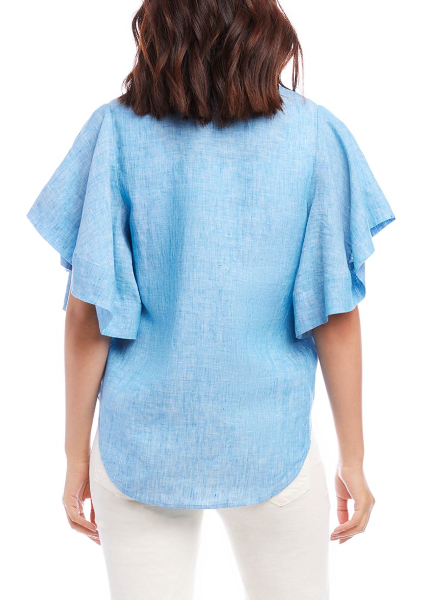 Womens Flutter Sleeve Top 